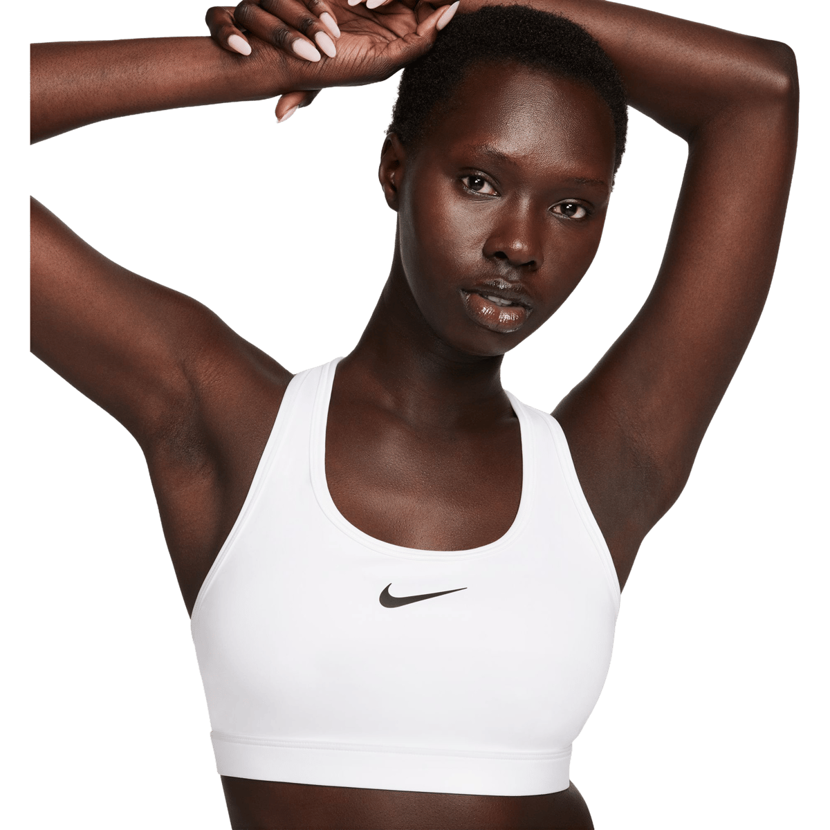 Nike Womens Swoosh Medium Support Padded Sports Bra White/Stone