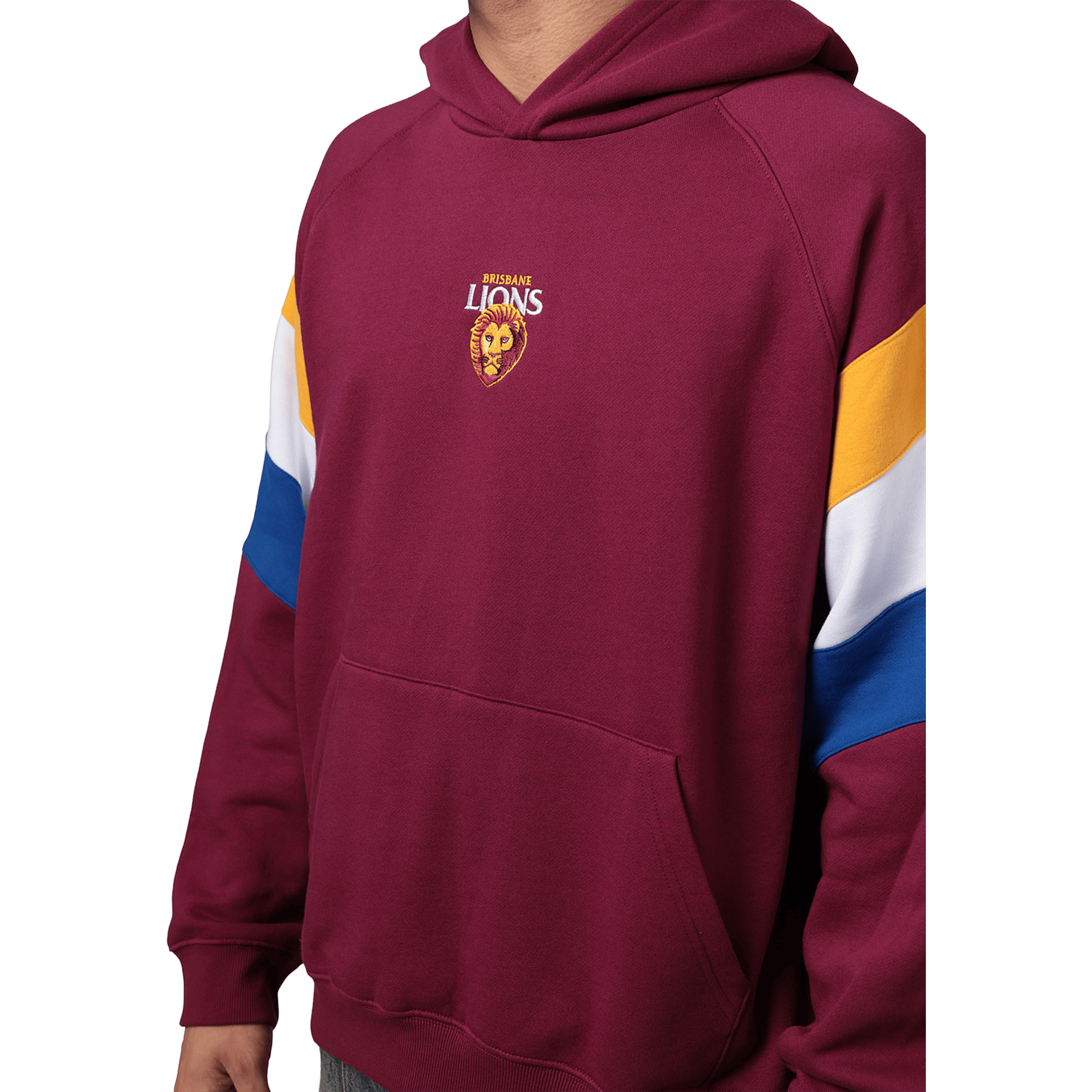 Mens Mitchell & Ness AFL Brisbane Lions Box Fit Fleece Hoodie