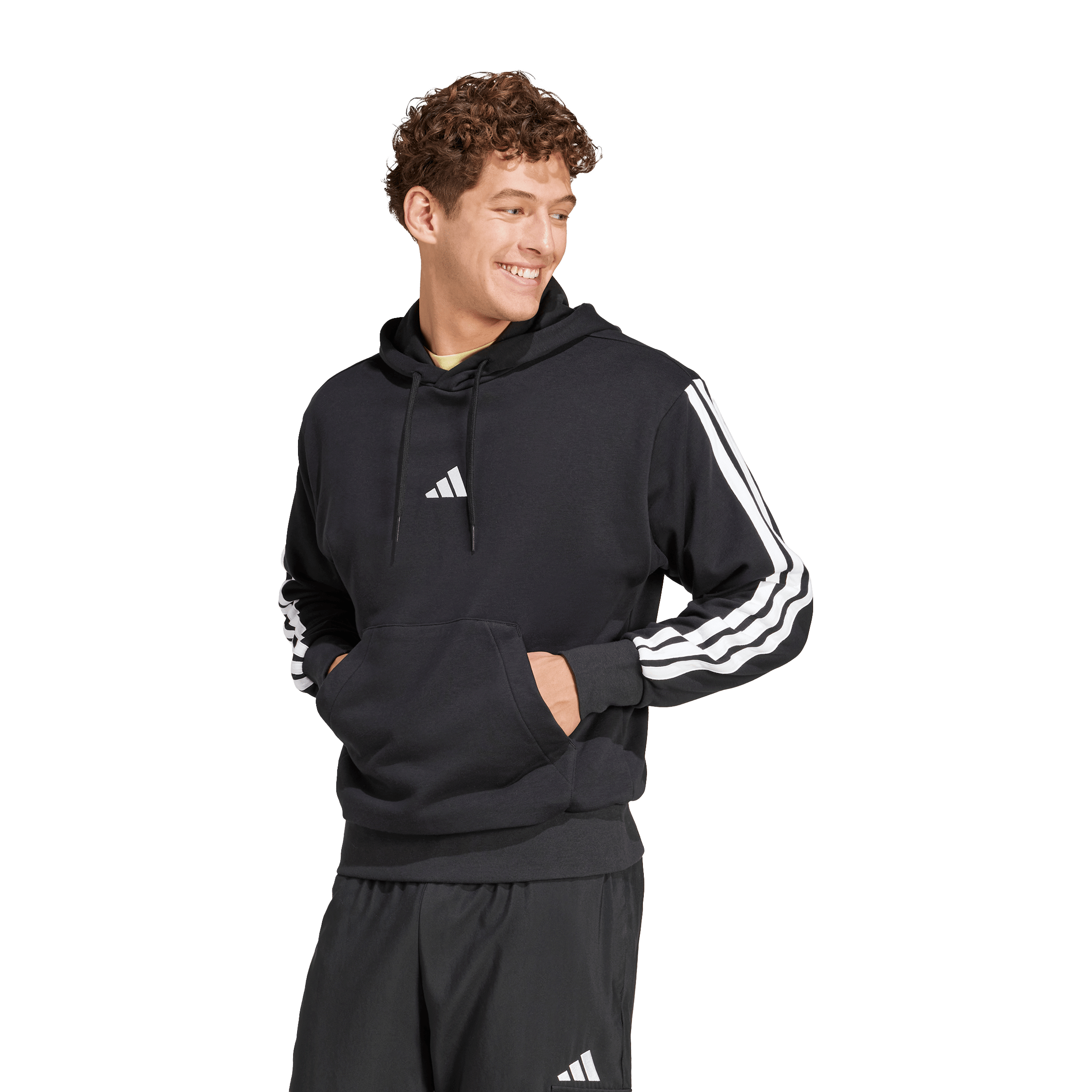 Mens Adidas Essentials 3-Stripes French Terry Hoodie