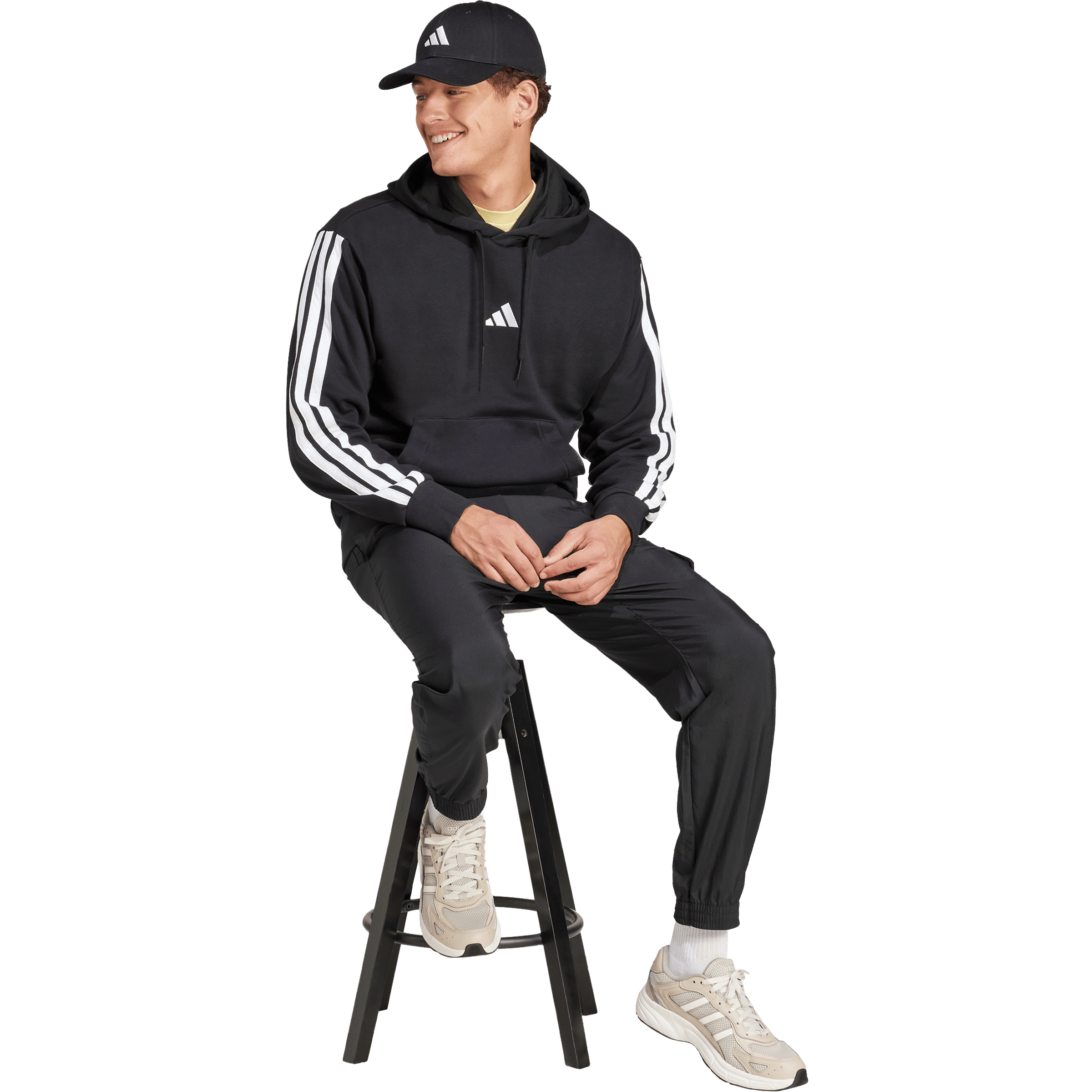 Mens adidas Essentials 3-Stripes French Terry Hoodie