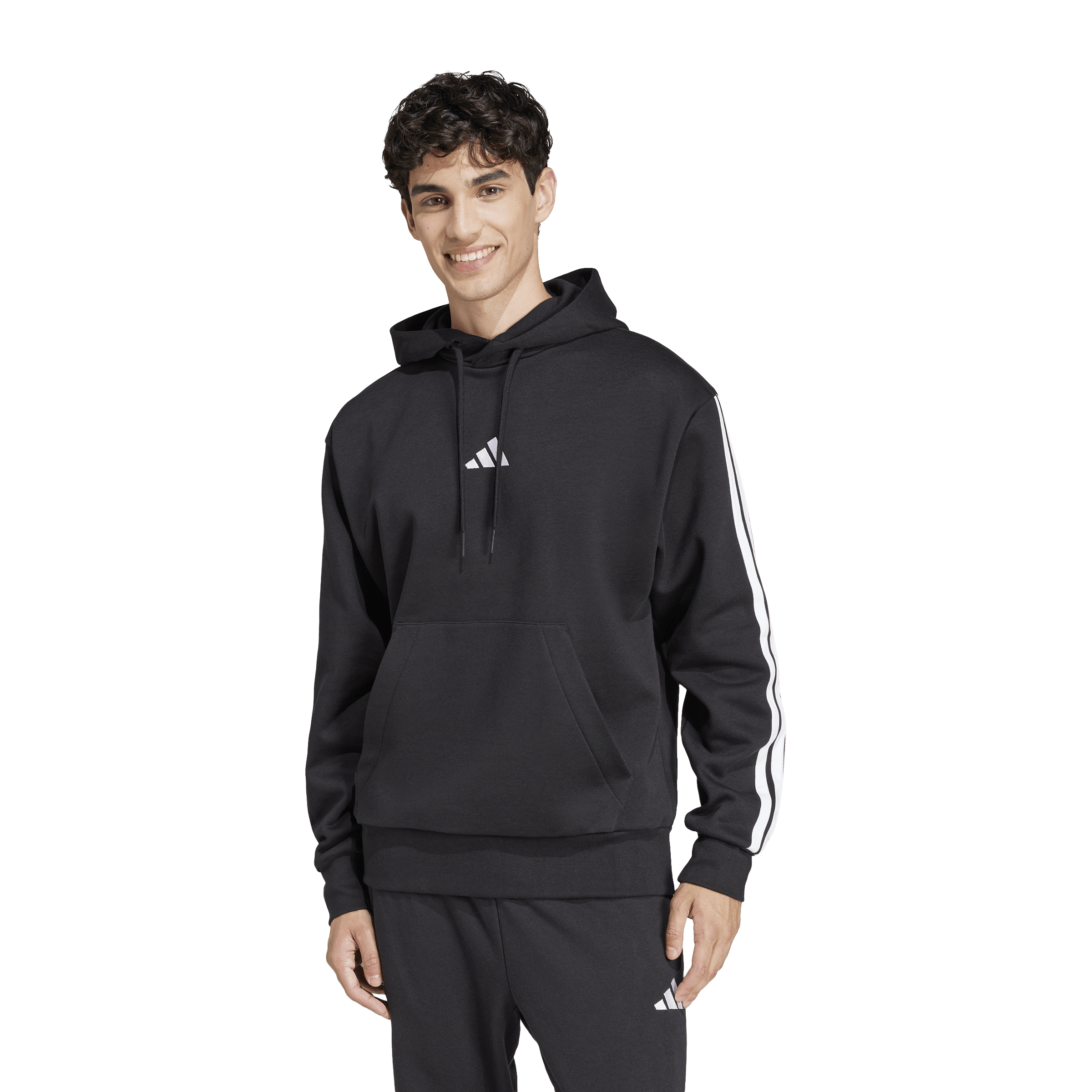 Mens Adidas Essentials 3-Stripes Fleece Hoodie