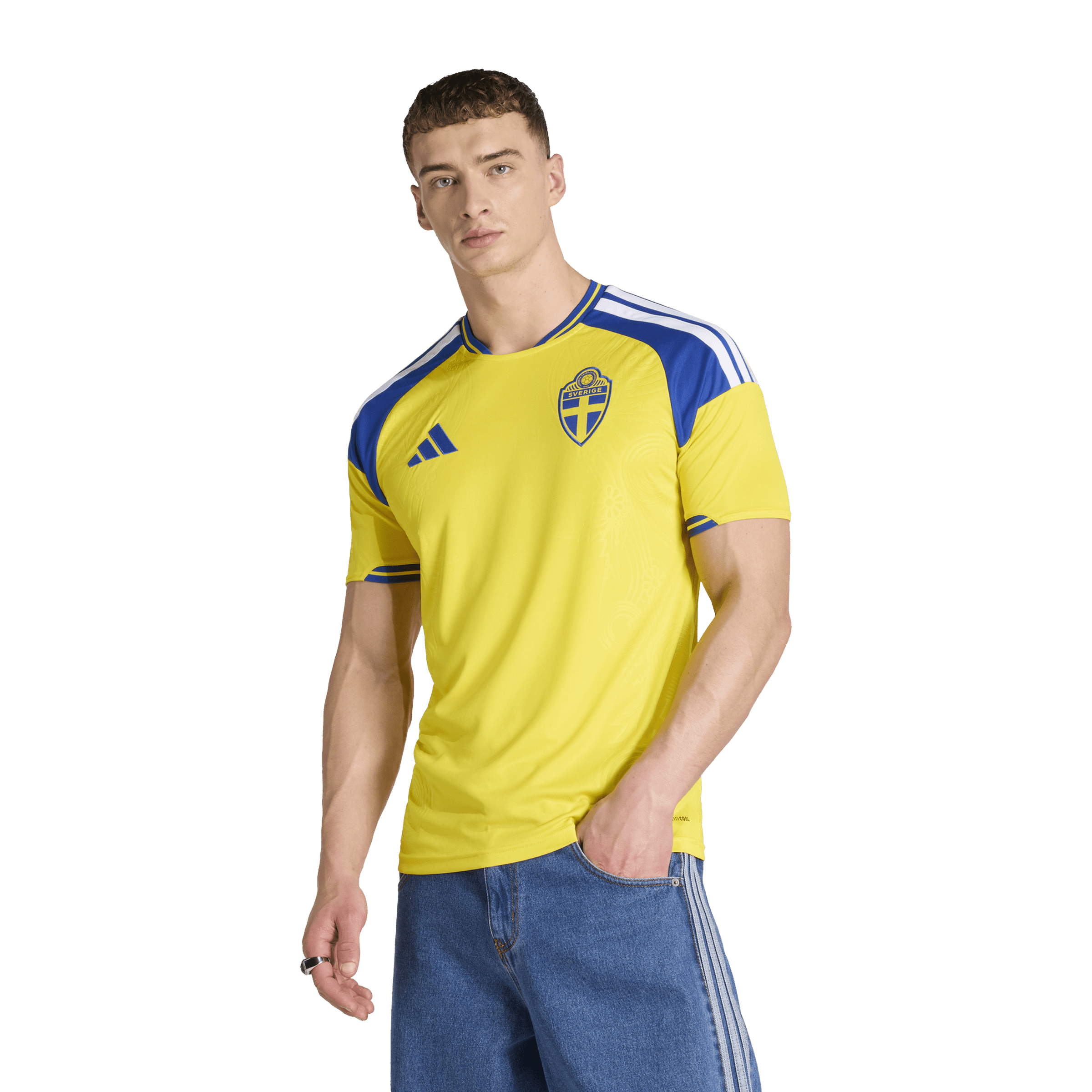 Mens Adidas Sweden 26 Home Authentic Football Jersey