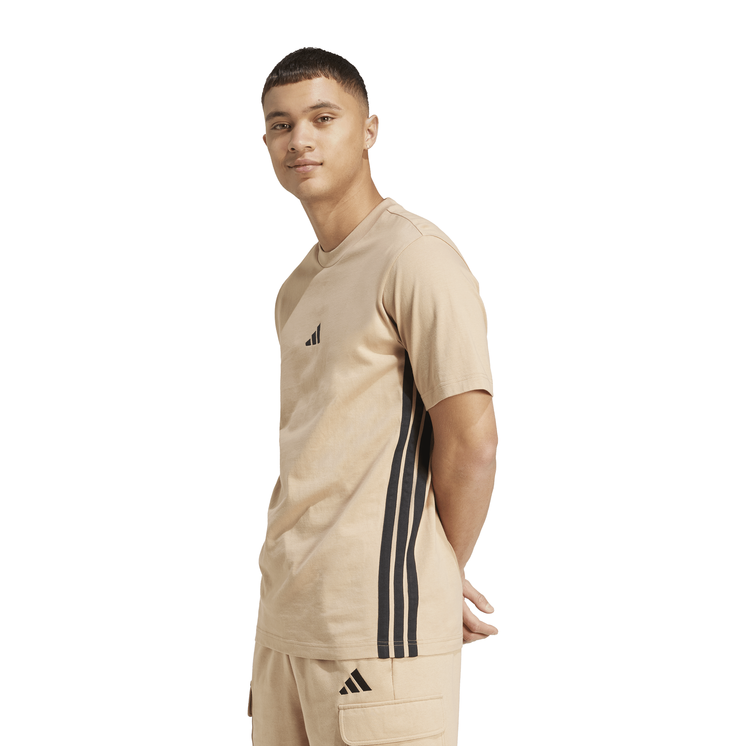 Mens Adidas Essentials 3-Stripes Single Jersey Tee