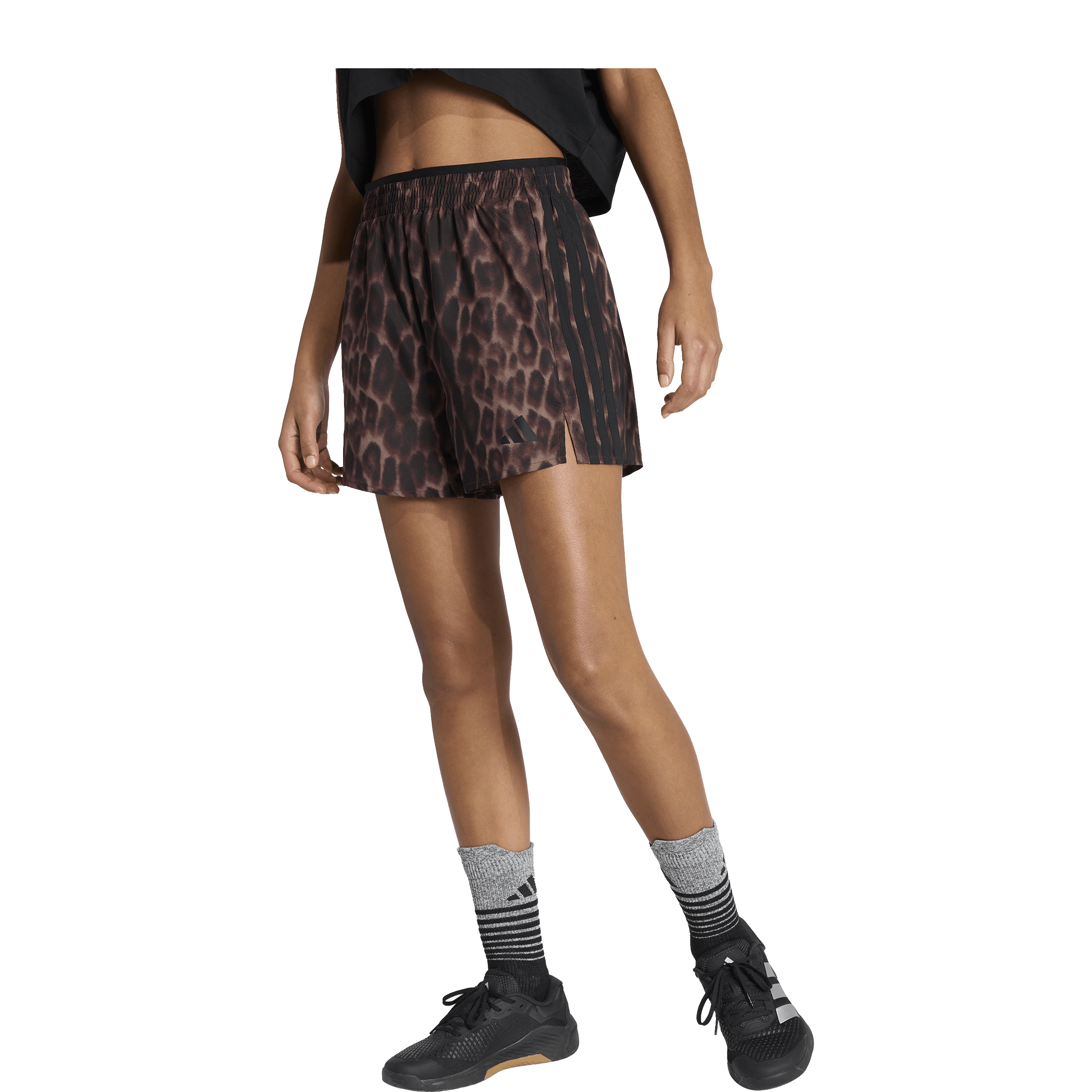 Womens Adidas Workout Essentials Leopard Woven Shorts