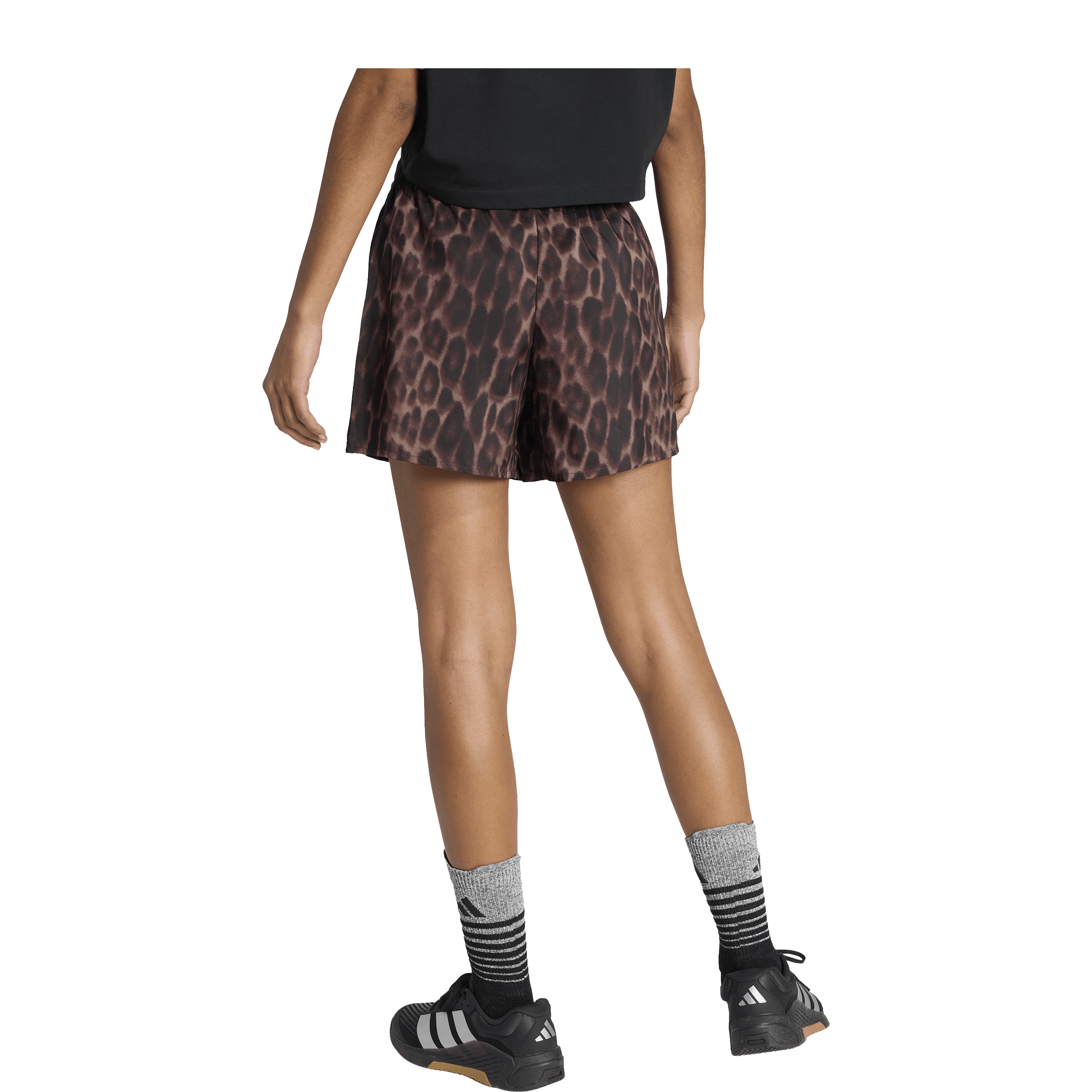 Womens Adidas Workout Essentials Leopard Woven Shorts