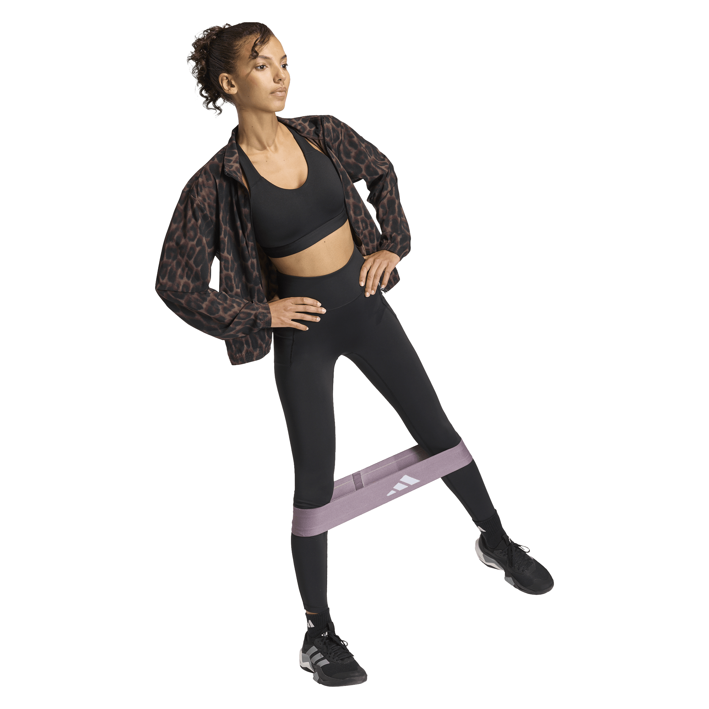 Womens Adidas Workout Essentials Leopard Woven Jacket