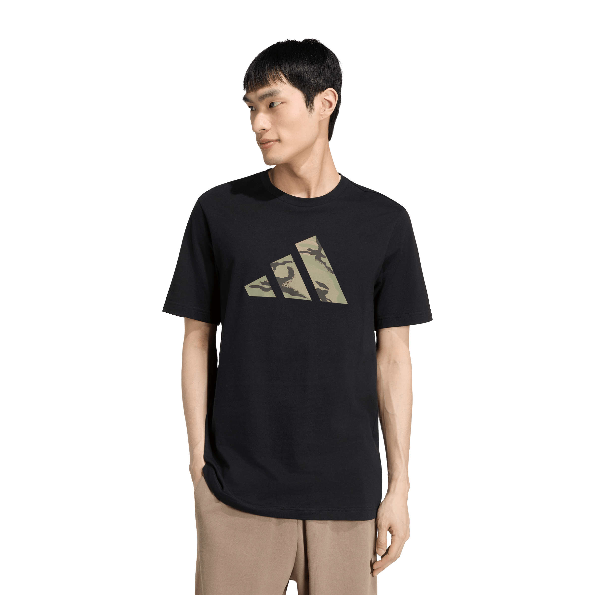 Mens adidas Camo Three Bar Logo Graphic Tee