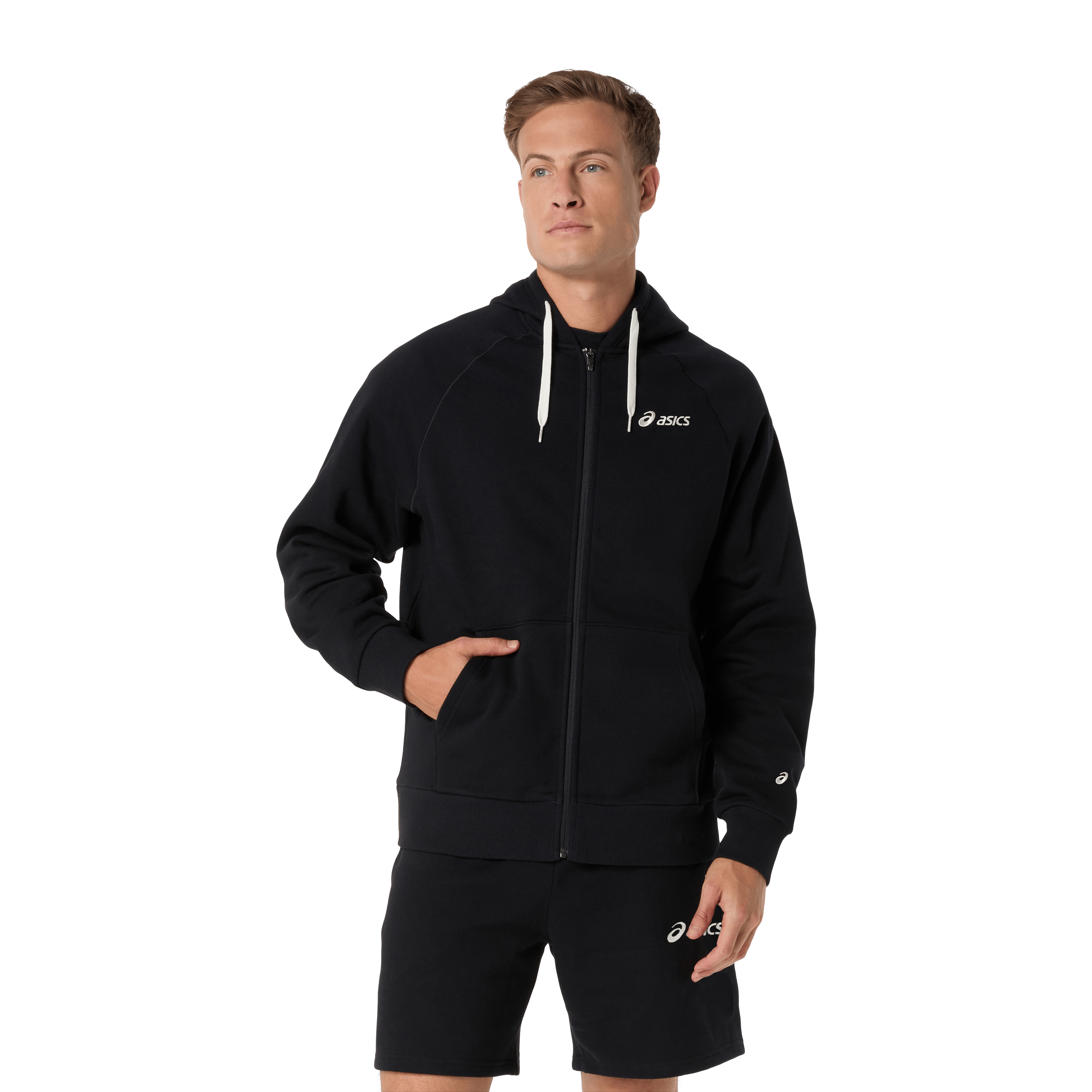 Mens Asics Logo Fleece Full-Zip Hoodie