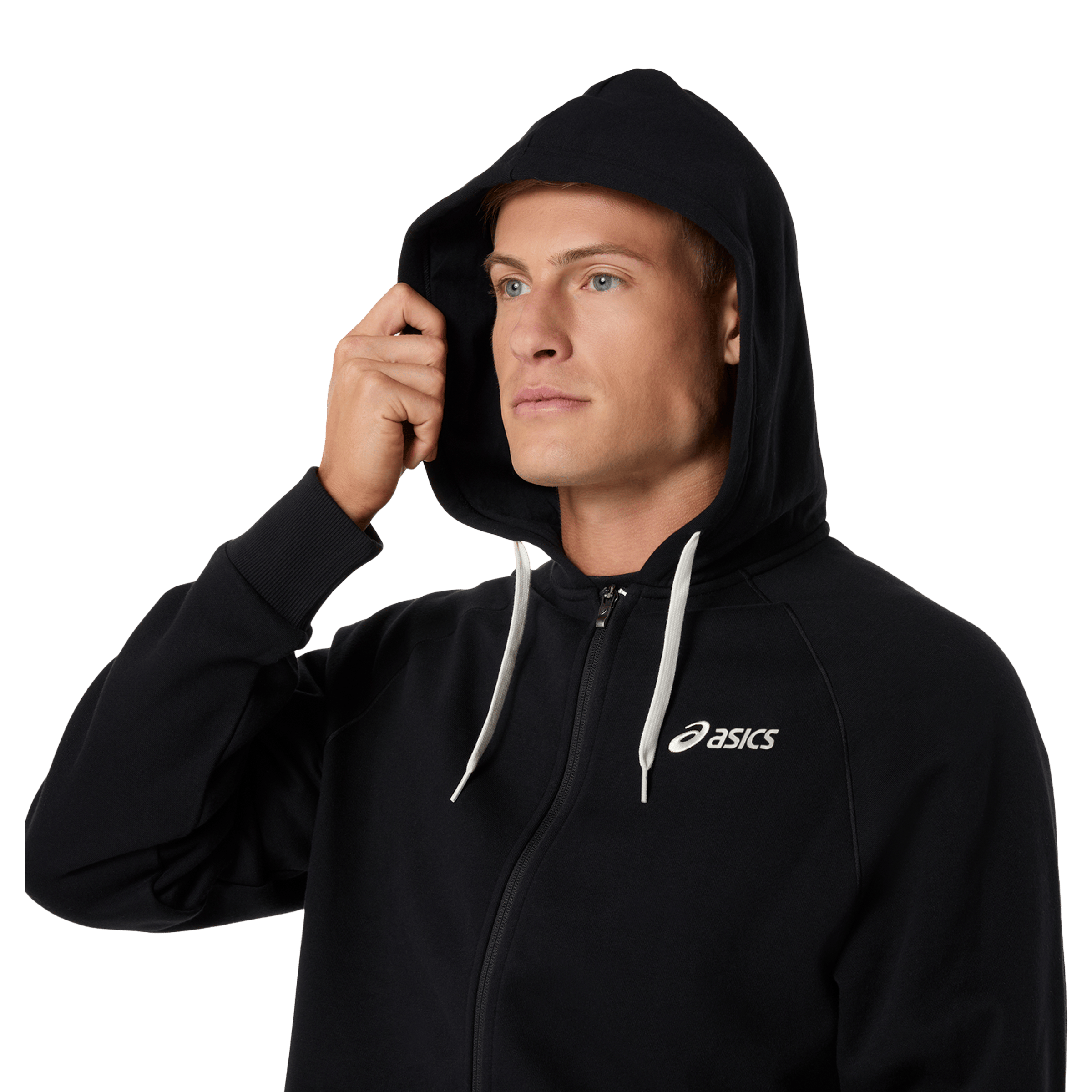 Mens Asics Logo Fleece Full-Zip Hoodie
