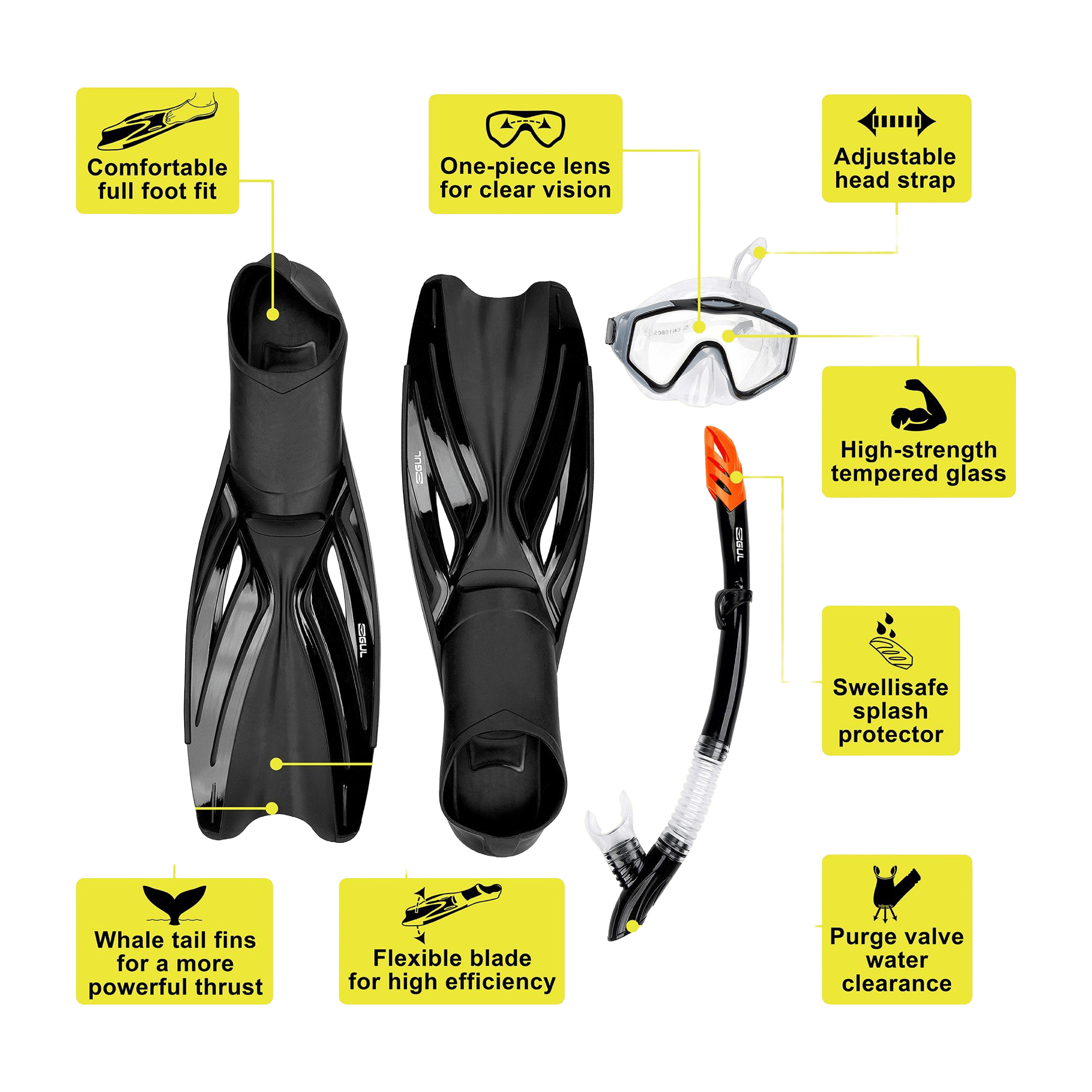 Gul Mask Snorkel And Fin Sets (Adults)