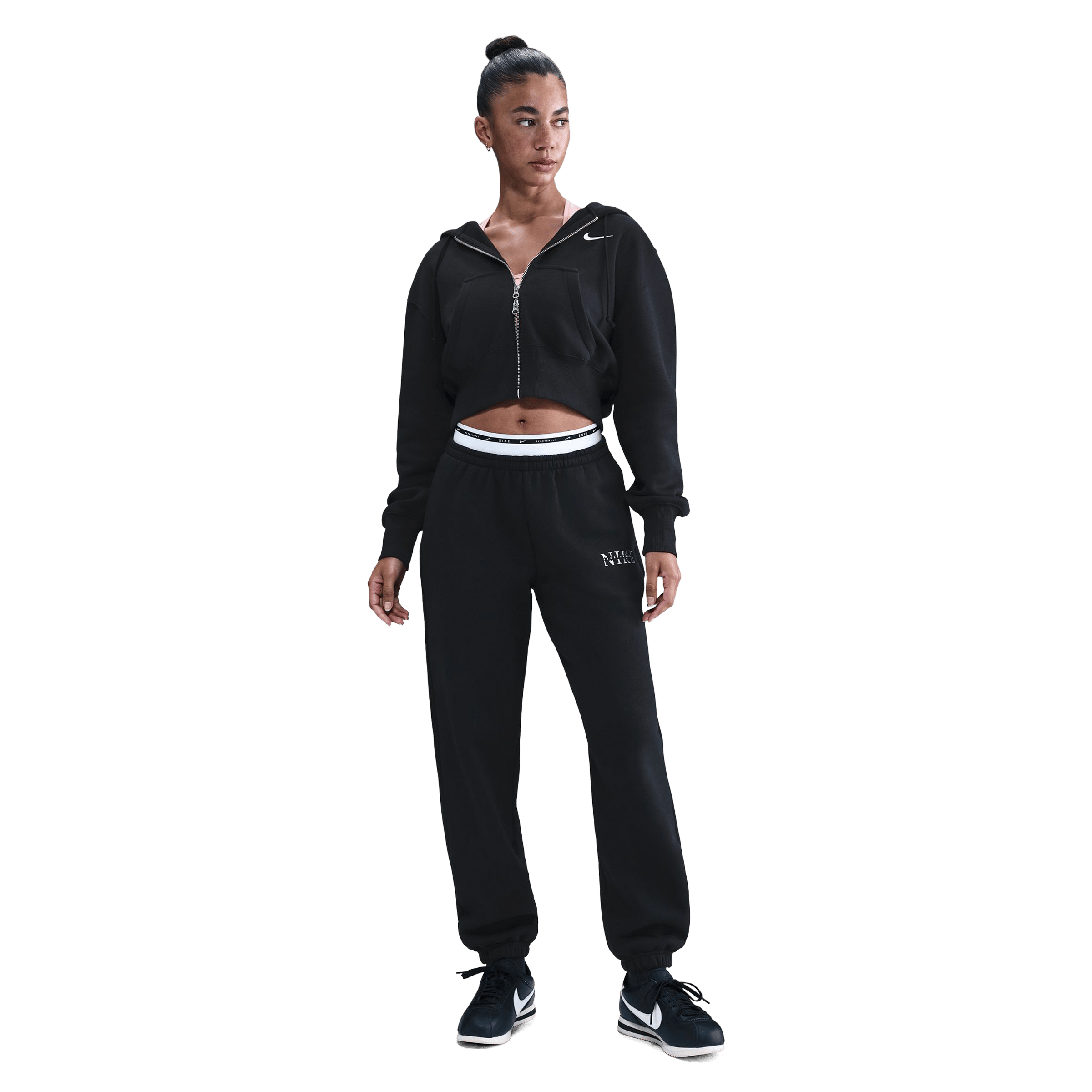 Womens Nike Sportswear Phoenix Fleece Loose Full-Zip Cropped Hoodie