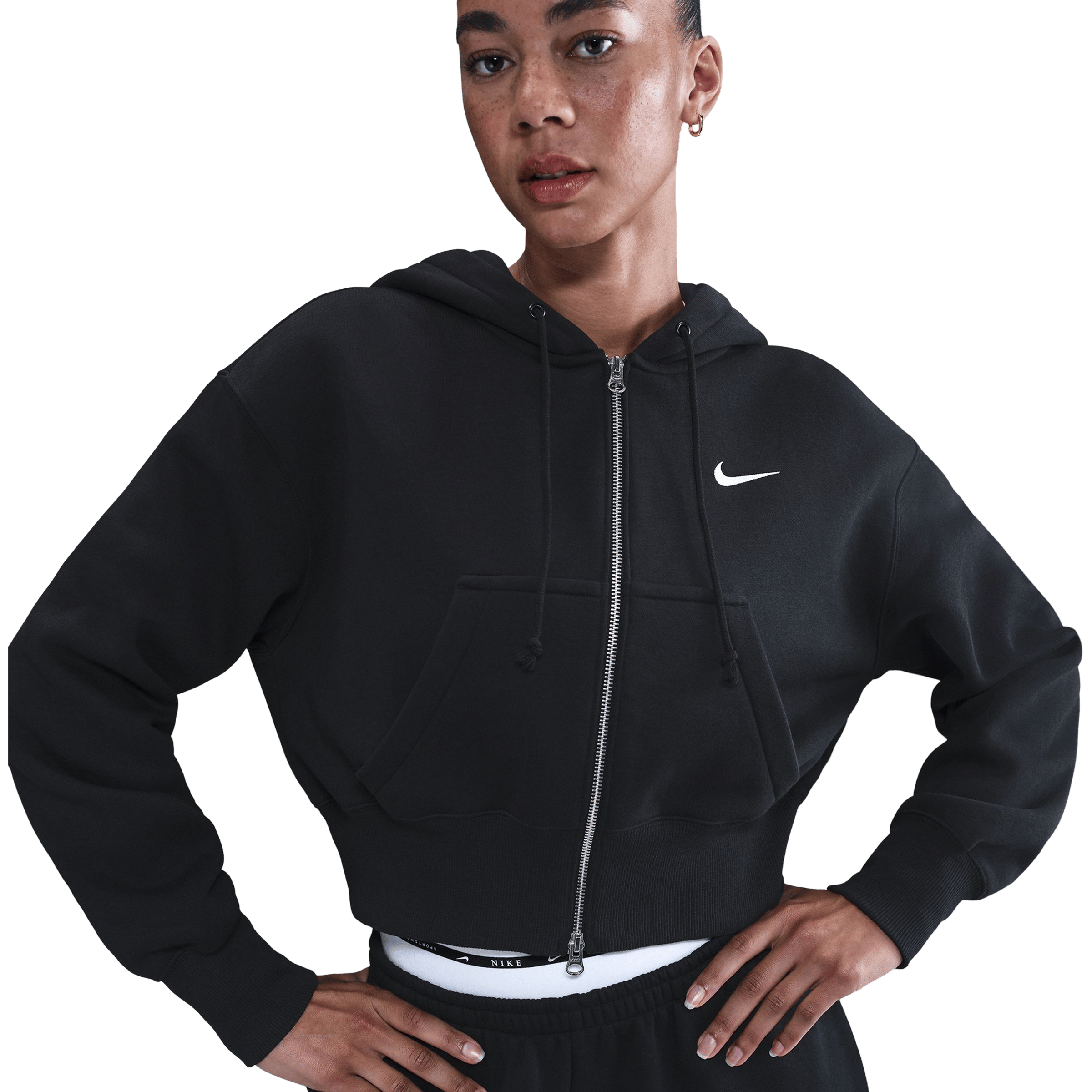 Womens Nike Sportswear Phoenix Fleece Loose Full-Zip Cropped Hoodie