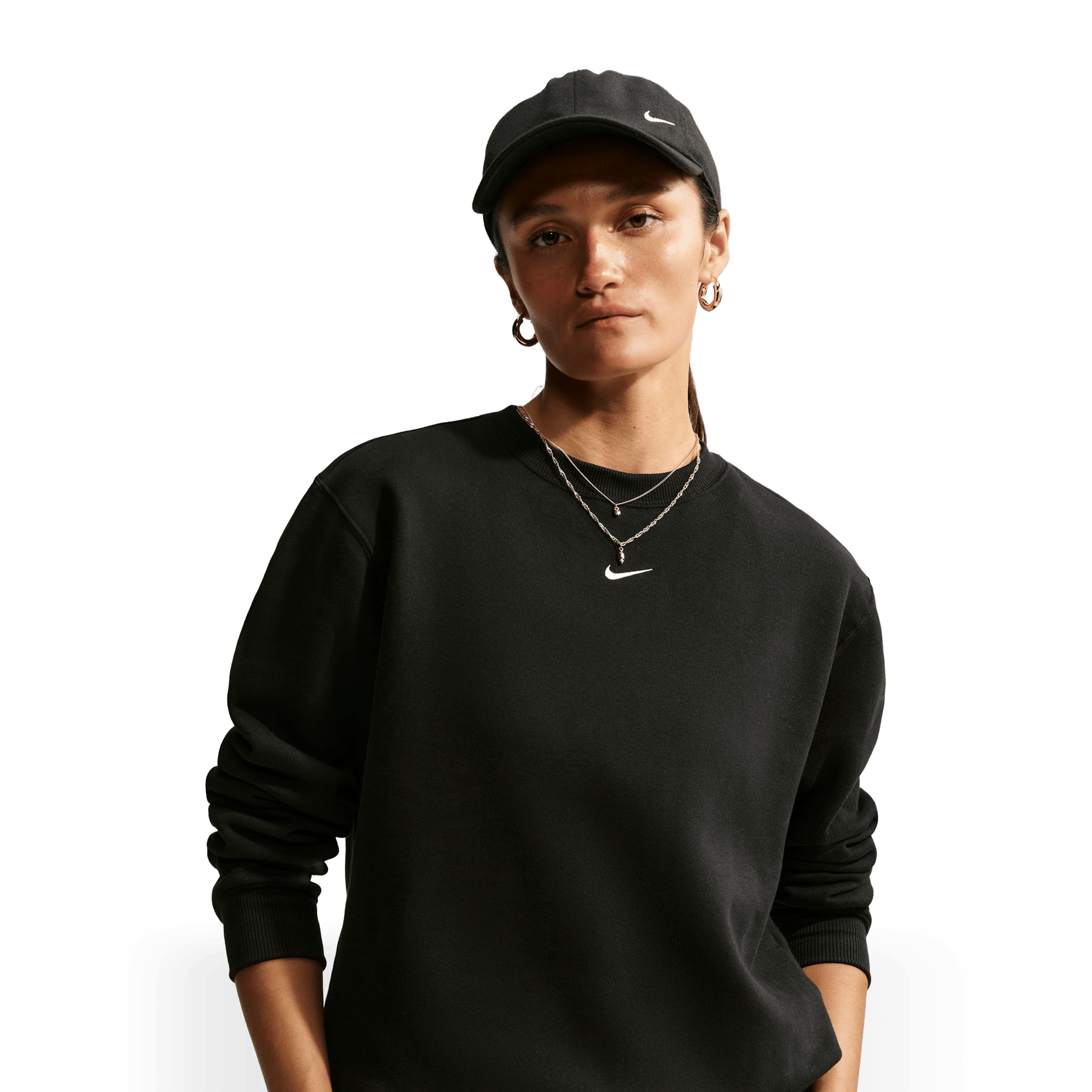 Womens Nike Studio Fleece Crew-Neck Sweatshirts