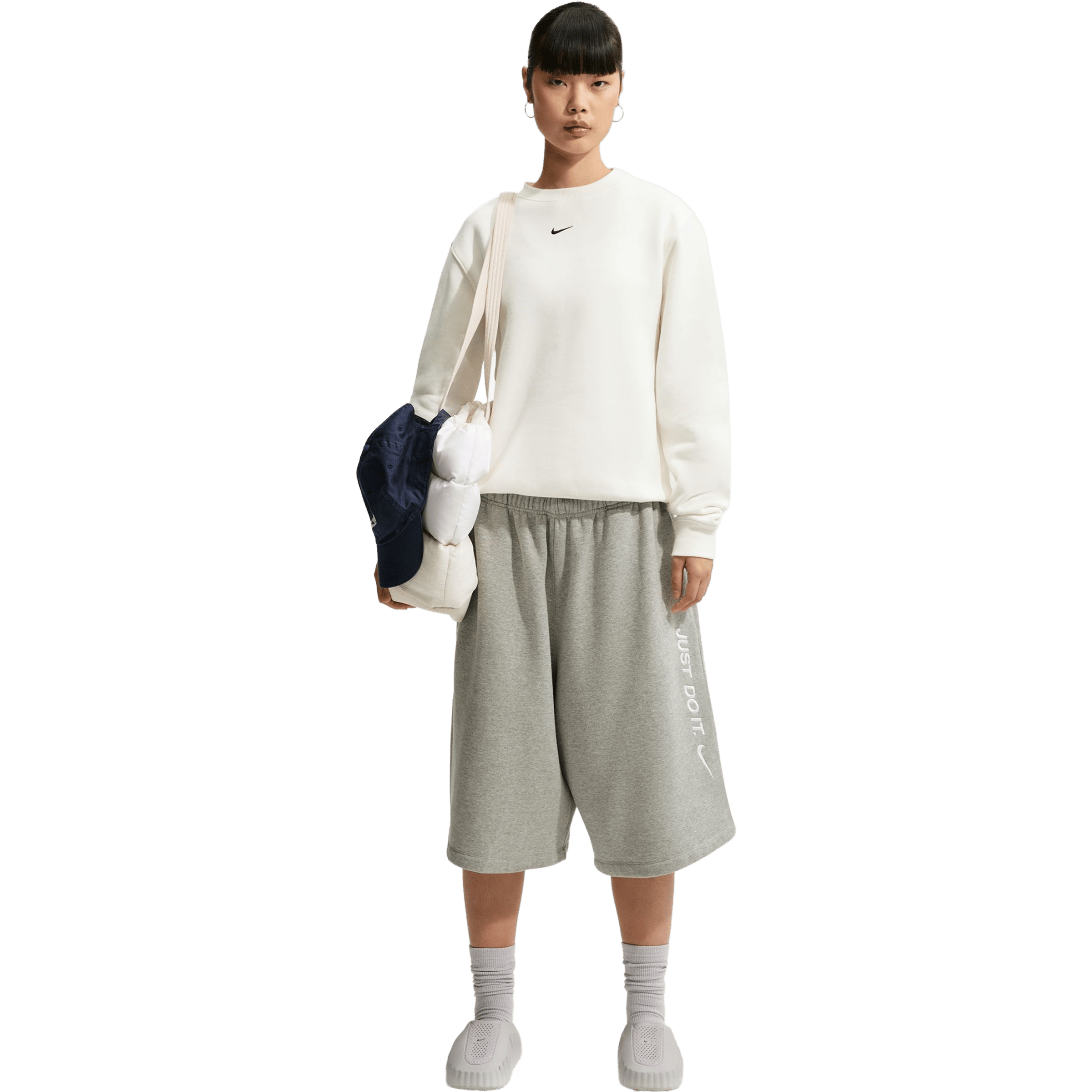Womens Nike Studio Fleece Crew-Neck Sweatshirts