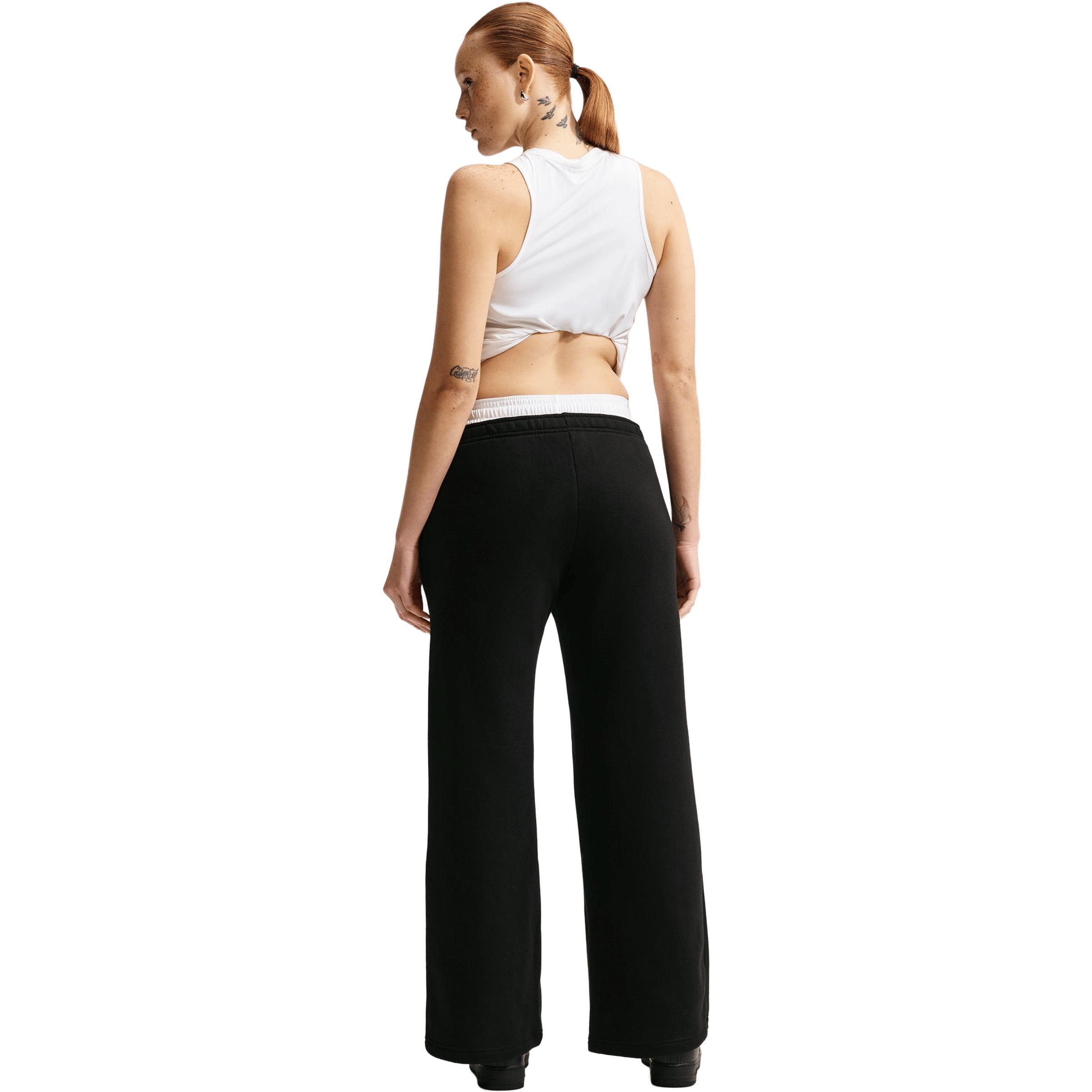 Womens Nike Studio Fleece Medium Weight Mid-Rise Wide-Leg Trouser Pants