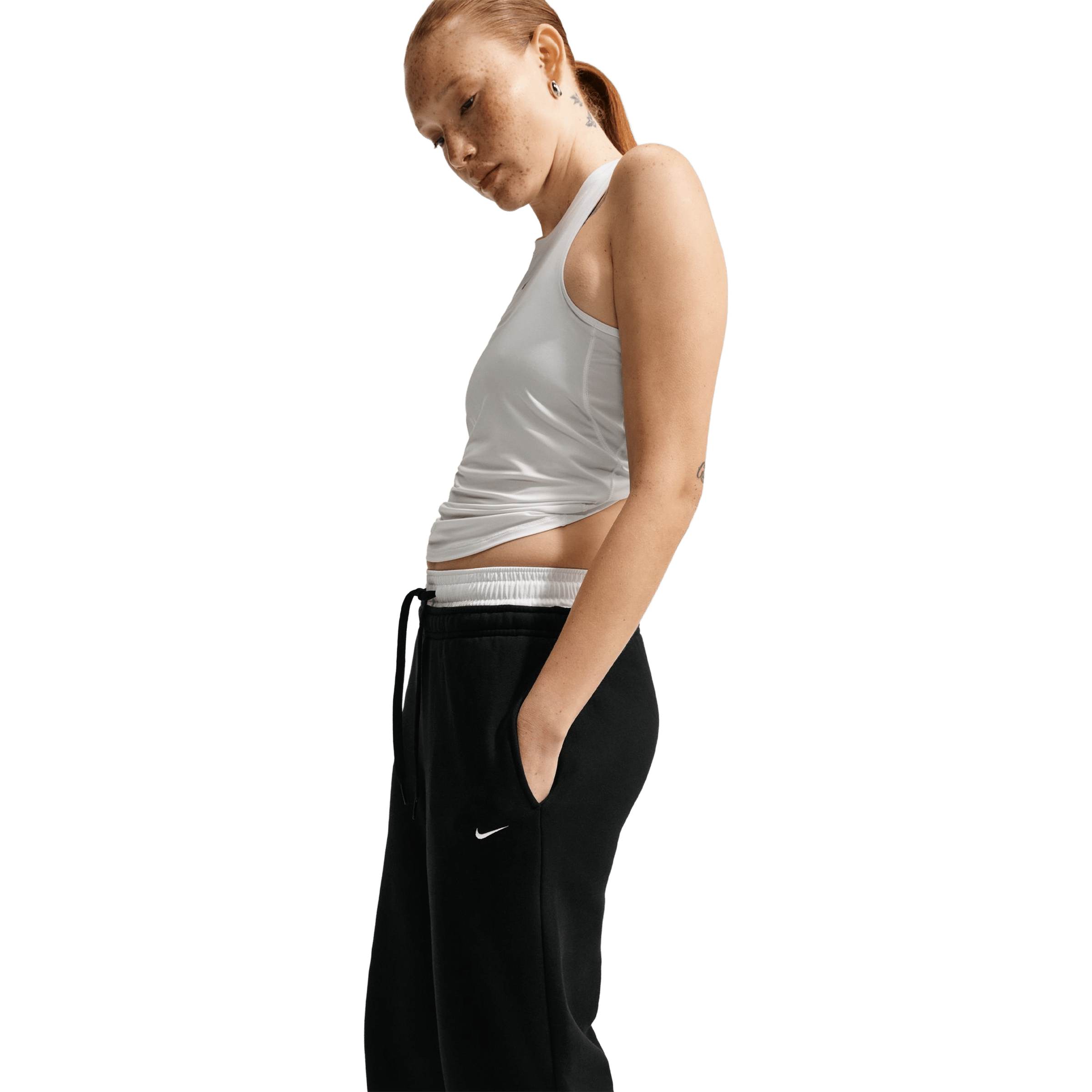 Womens Nike Studio Fleece Medium Weight Mid-Rise Wide-Leg Trouser Pants