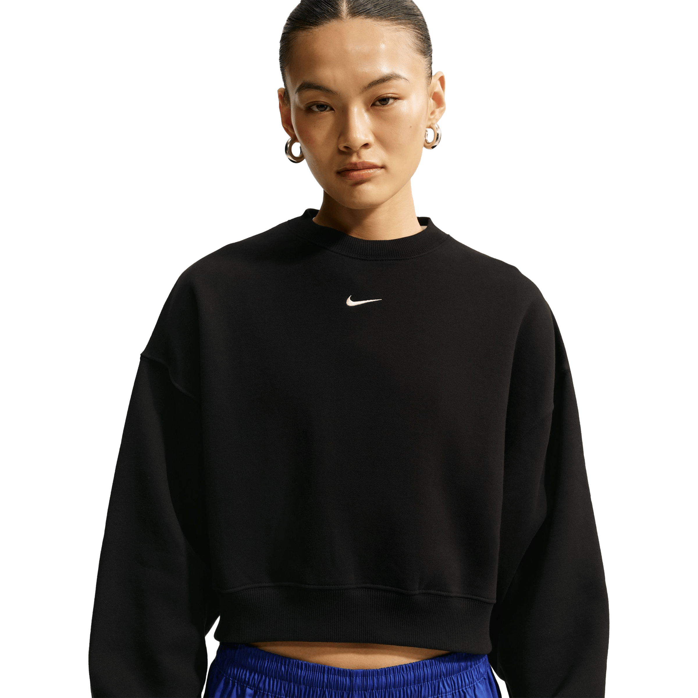 Womens Nike Studio Fleece Medium Weight Oversized Cropped Crew Sweatshirts