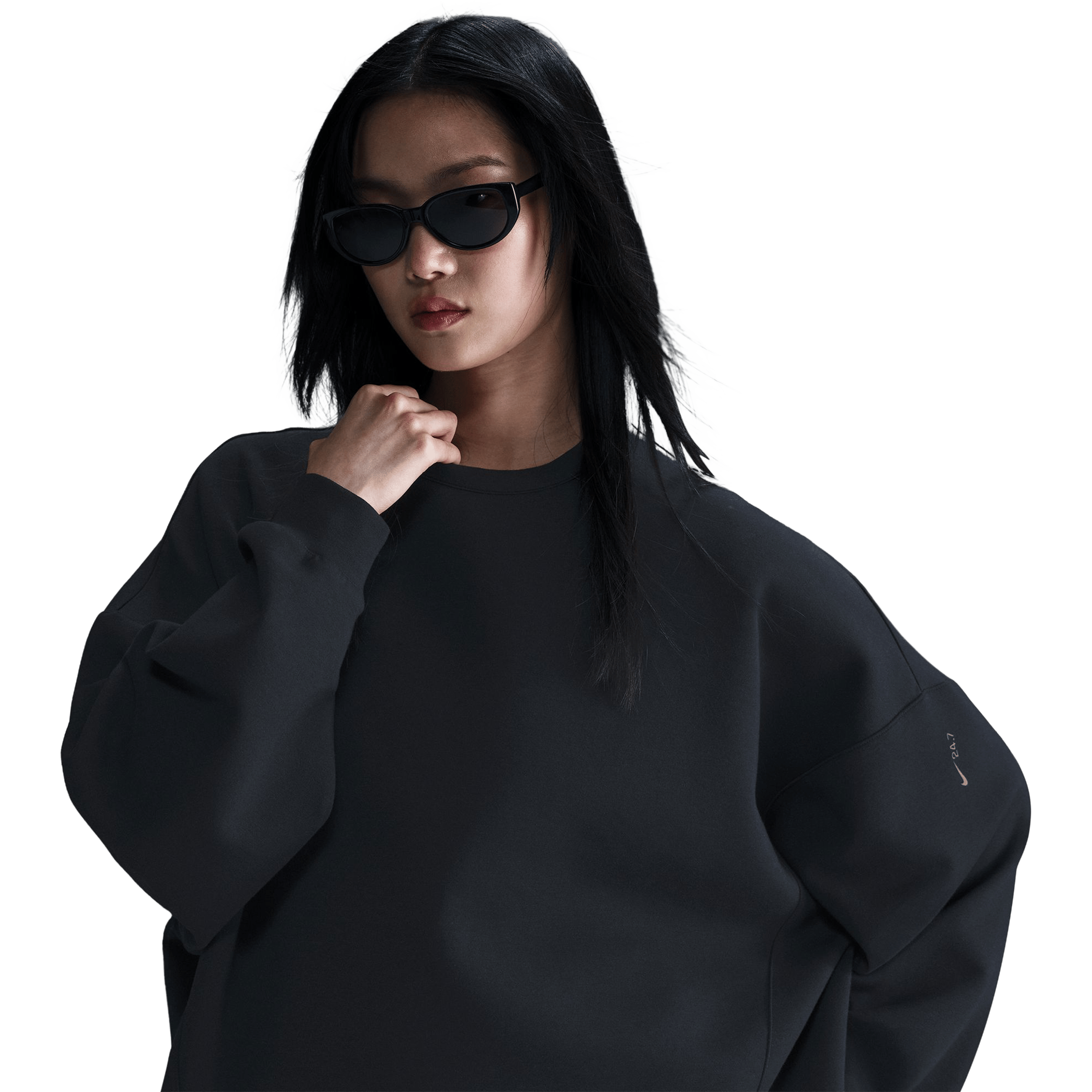 Nike Womens 24.7 ImpossiblySoft Dri-FIT Oversized Crew-Neck Top