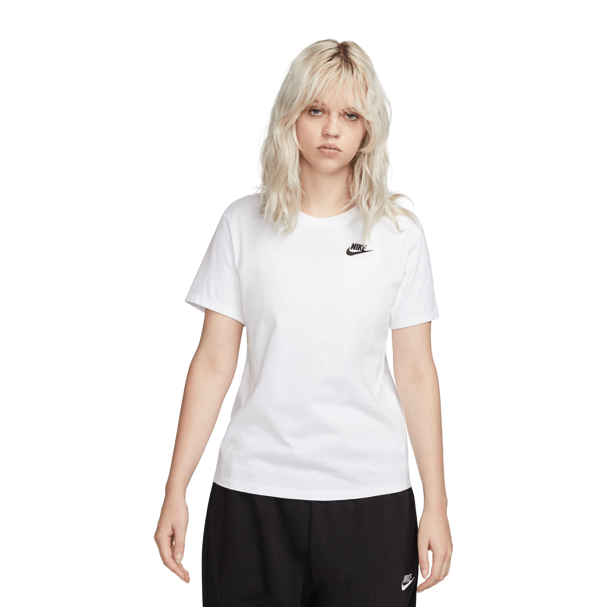 Nike Womens Sportswear Club Essentials Tee White/Black | Sports Direct ...