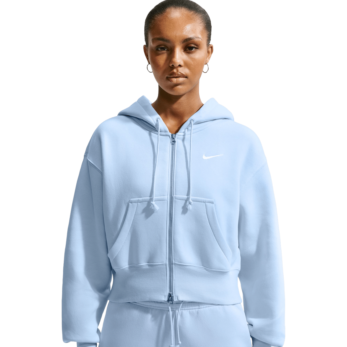 Womens Sportswear Phoenix Fleece Loose Full-Zip Cropped Hoodie