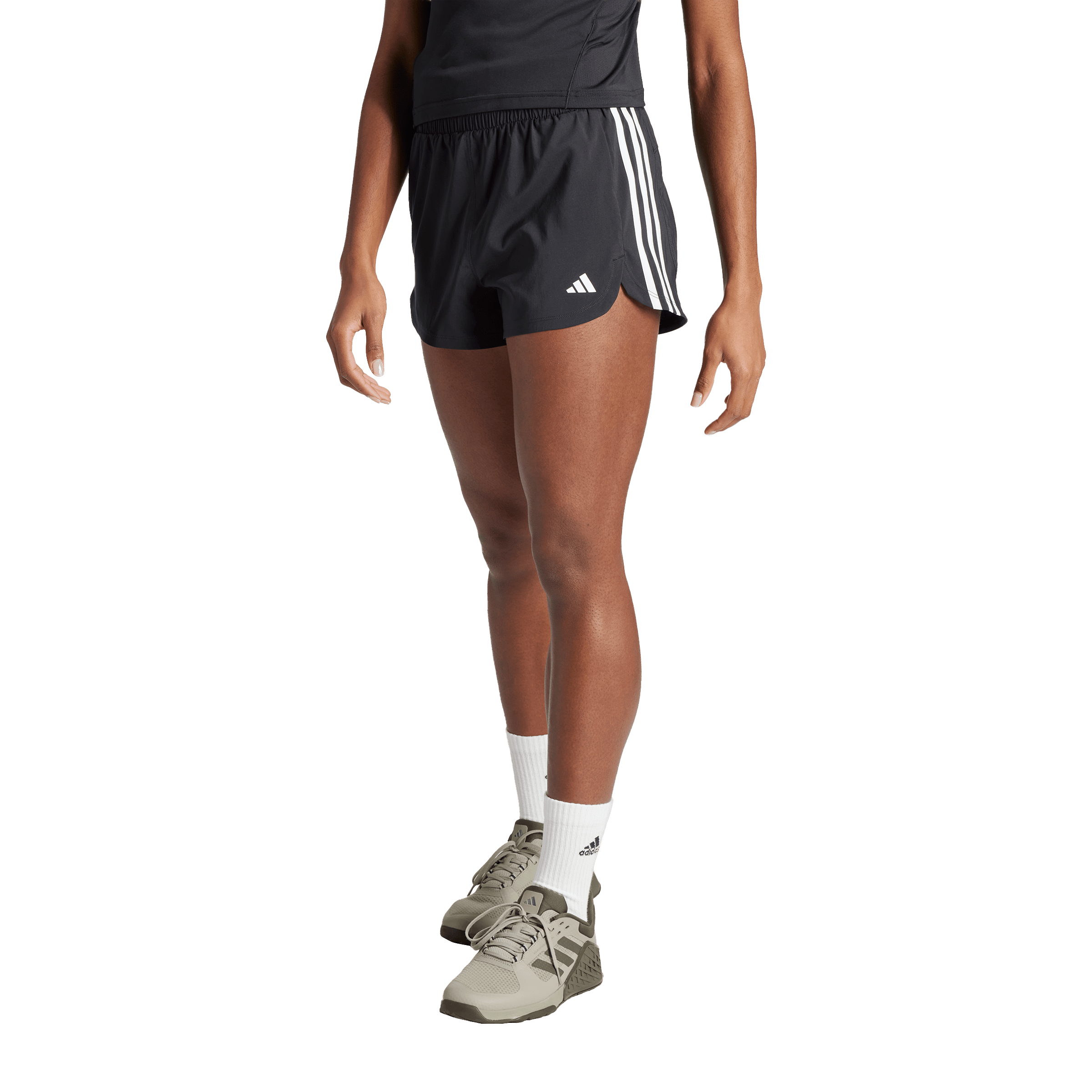 Womens adidas Pacer Training 3-Stripes Woven High-Rise Shorts