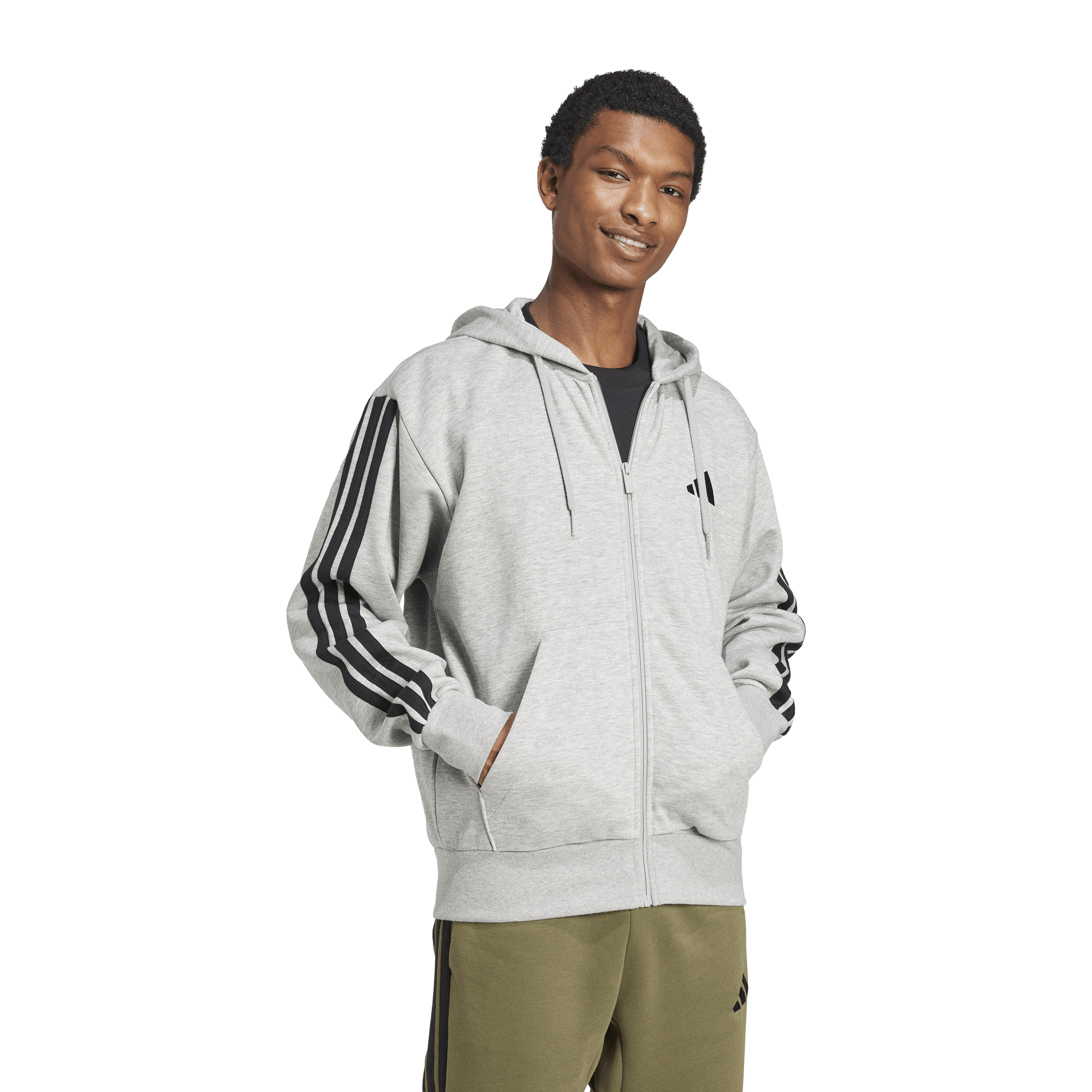 Mens adidas Essentials 3-Stripes Fleece Hoodie
