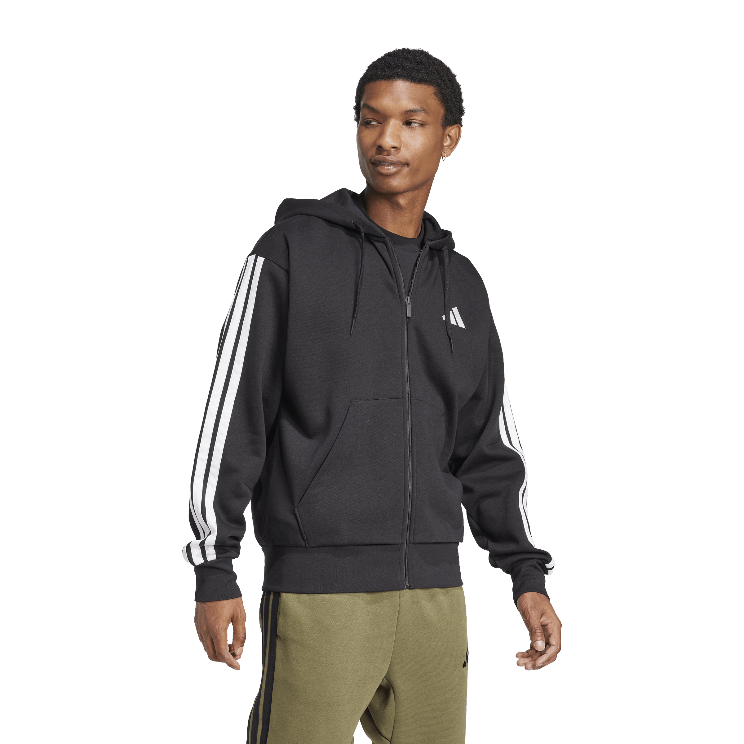 Mens adidas Essentials 3-Stripes Fleece Hoodie