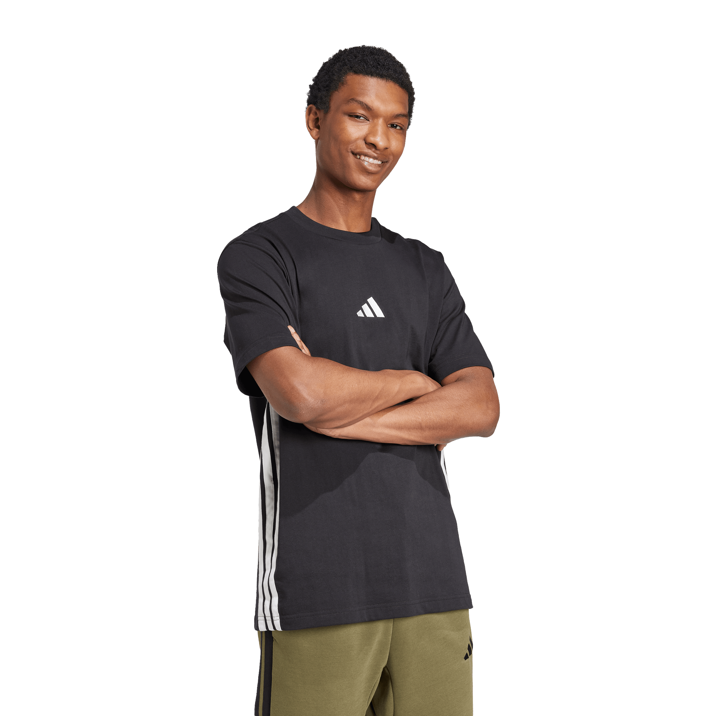 Mens adidas Essentials 3-Stripes Single Jersey Tee
