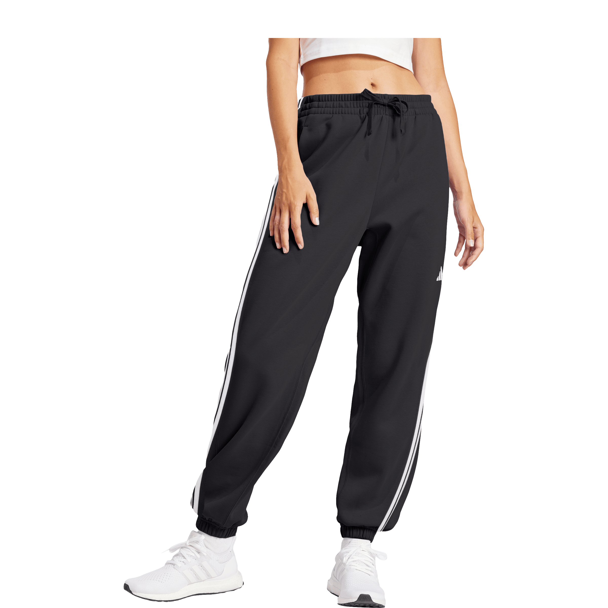 Womens adidas Essentials 3-Stripes French Terry Cuffed Pants