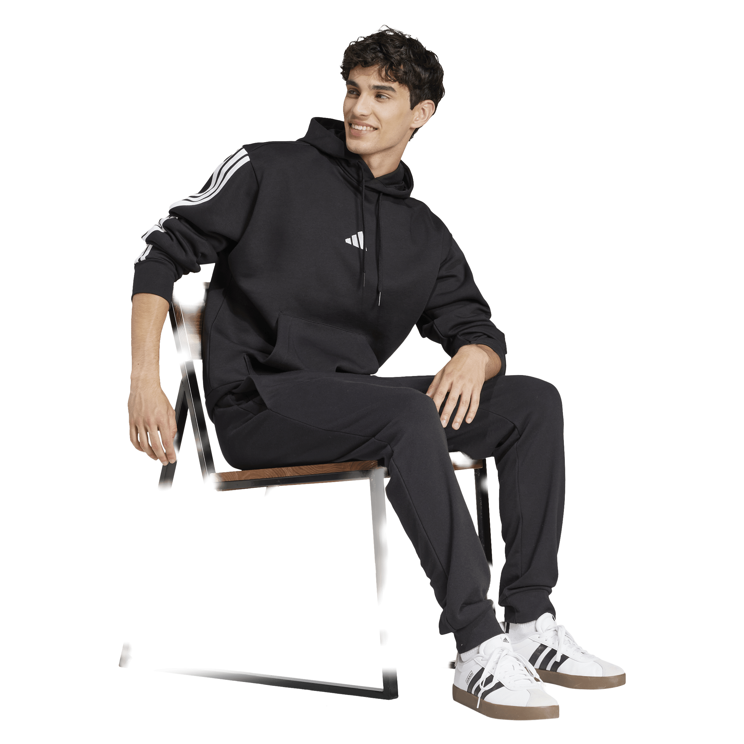 Mens adidas Essentials 3-Stripes Fleece Hoodie
