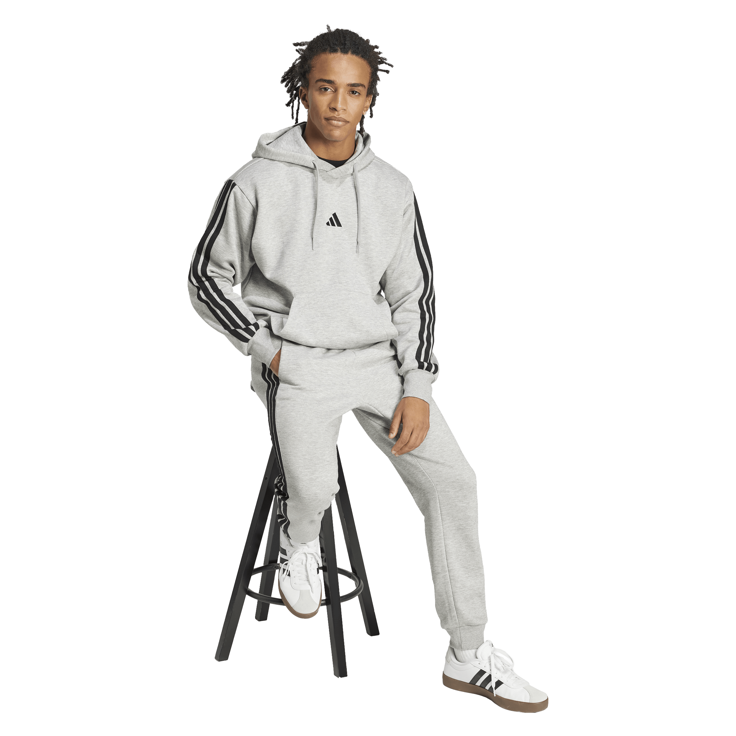 Mens adidas Essentials 3-Stripes Fleece Hoodie