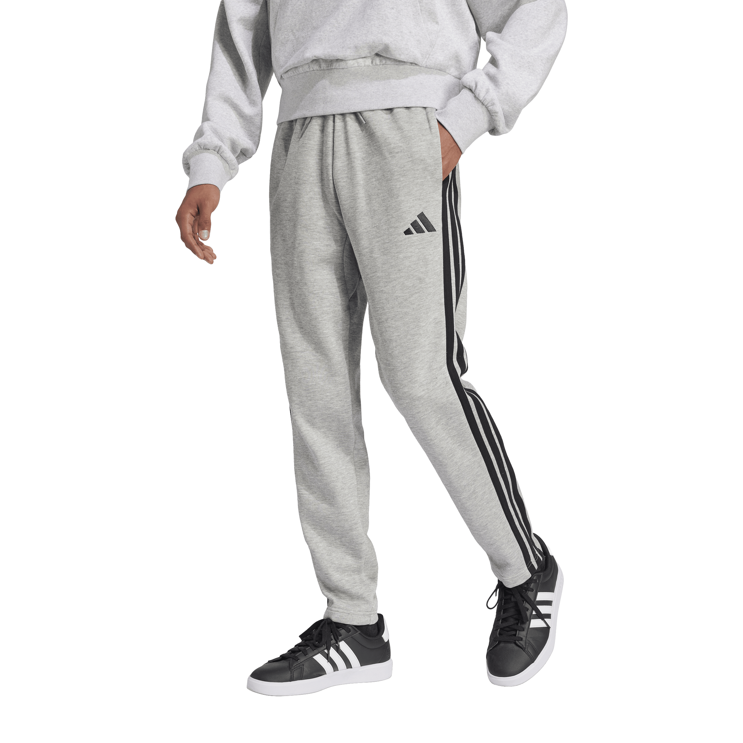 Mens adidas Essentials 3-Stripes Open Hem Fleece Pants