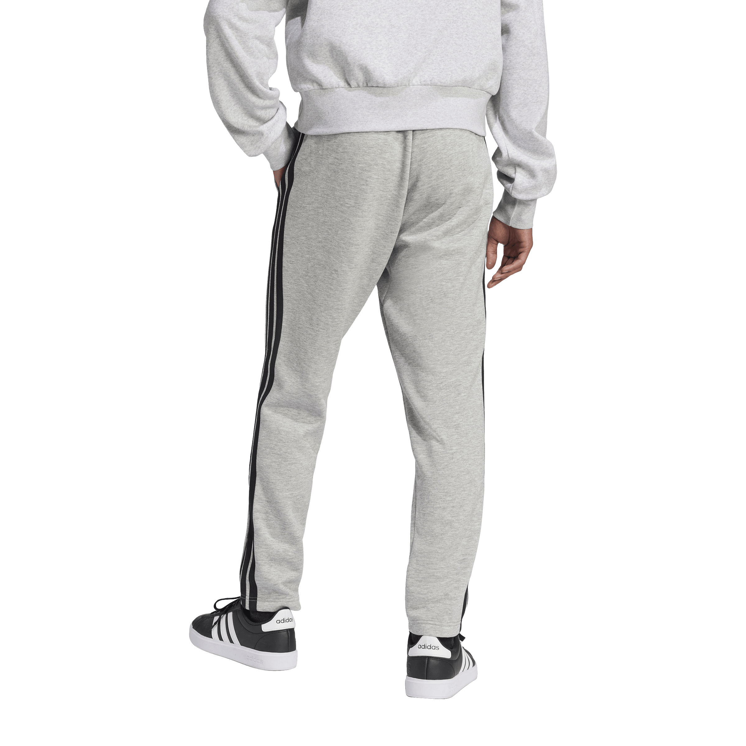 Mens adidas Essentials 3-Stripes Open Hem Fleece Pants