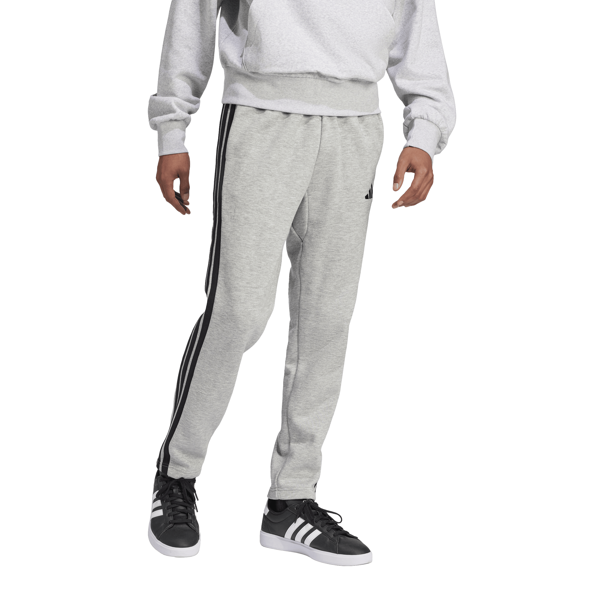Mens adidas Essentials 3-Stripes Open Hem Fleece Pants