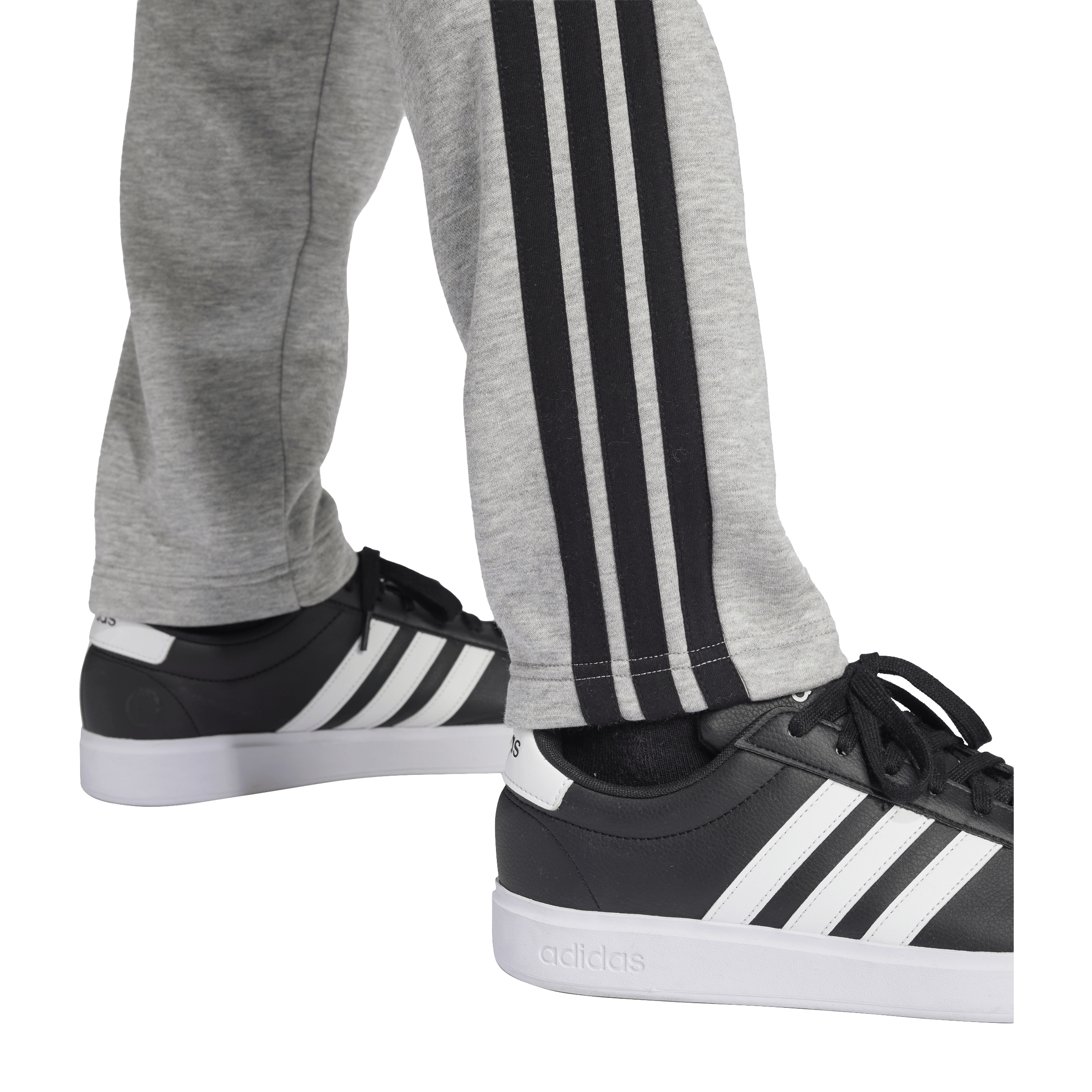 Mens adidas Essentials 3-Stripes Open Hem Fleece Pants