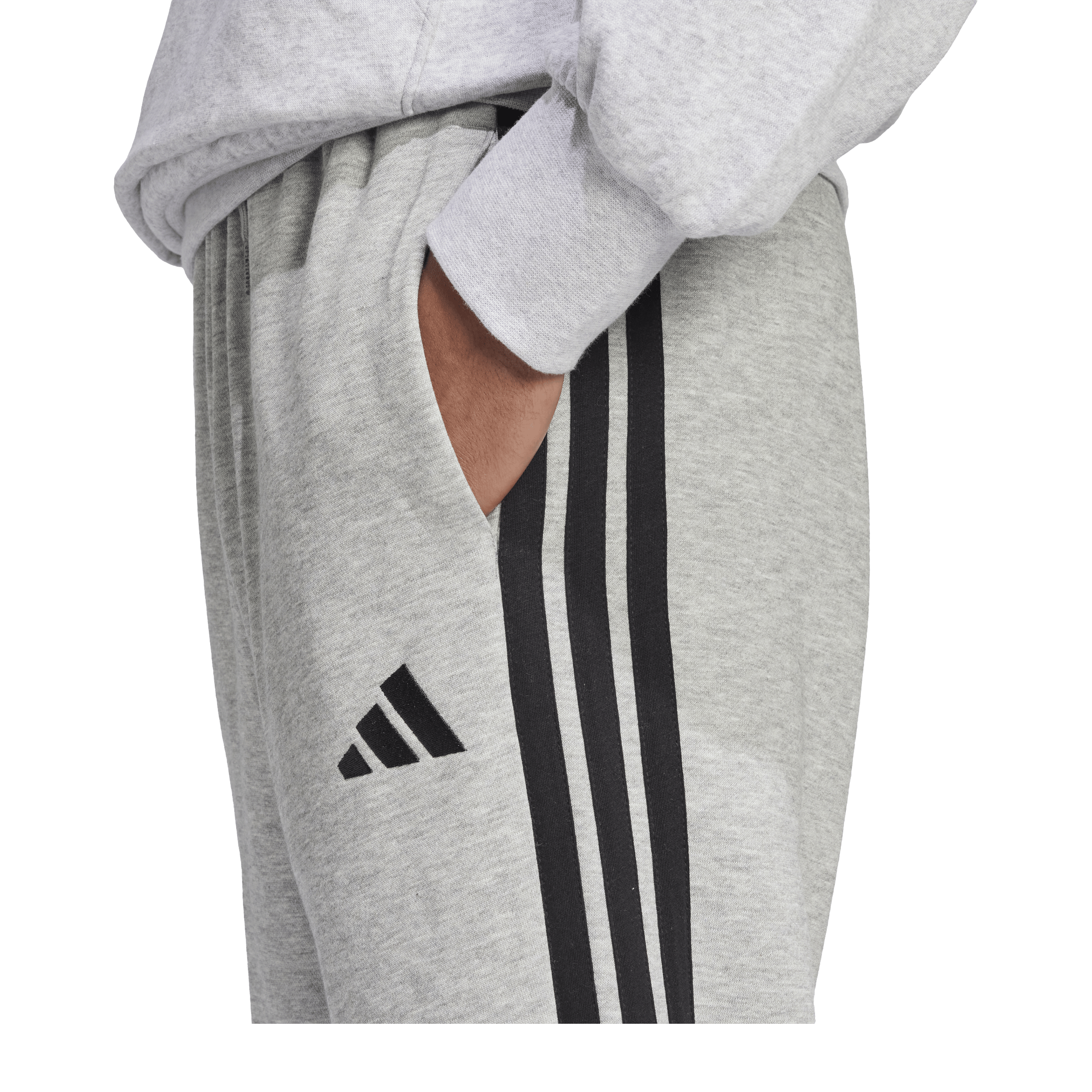 Mens adidas Essentials 3-Stripes Open Hem Fleece Pants