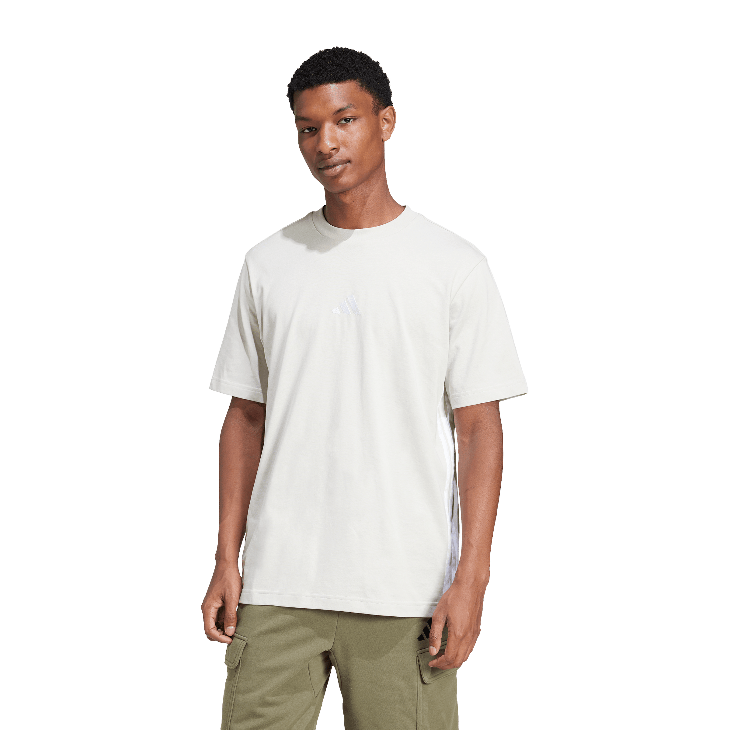 Mens adidas Essentials 3-Stripes Single Jersey Tee
