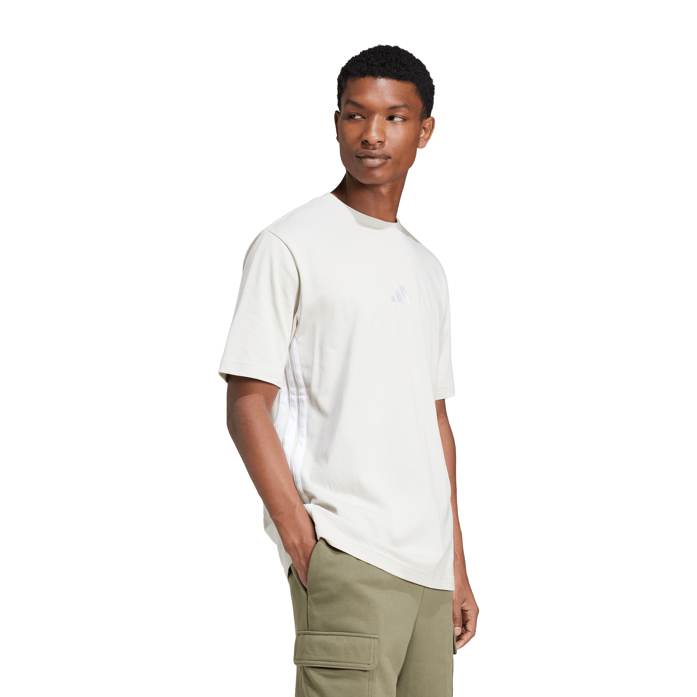 Mens adidas Essentials 3-Stripes Single Jersey Tee