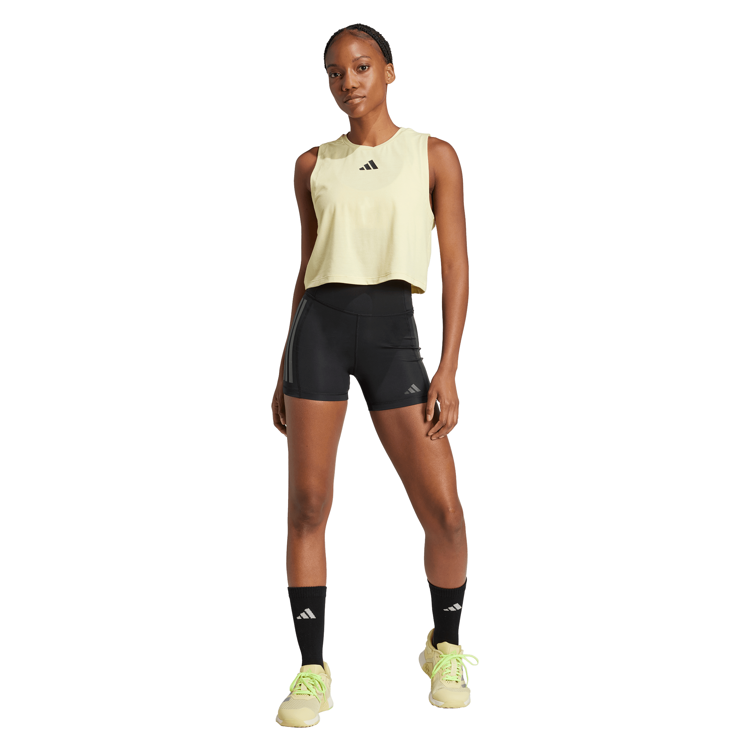 Womens adidas Optimé 3-Stripes 1/4 Short Leggings