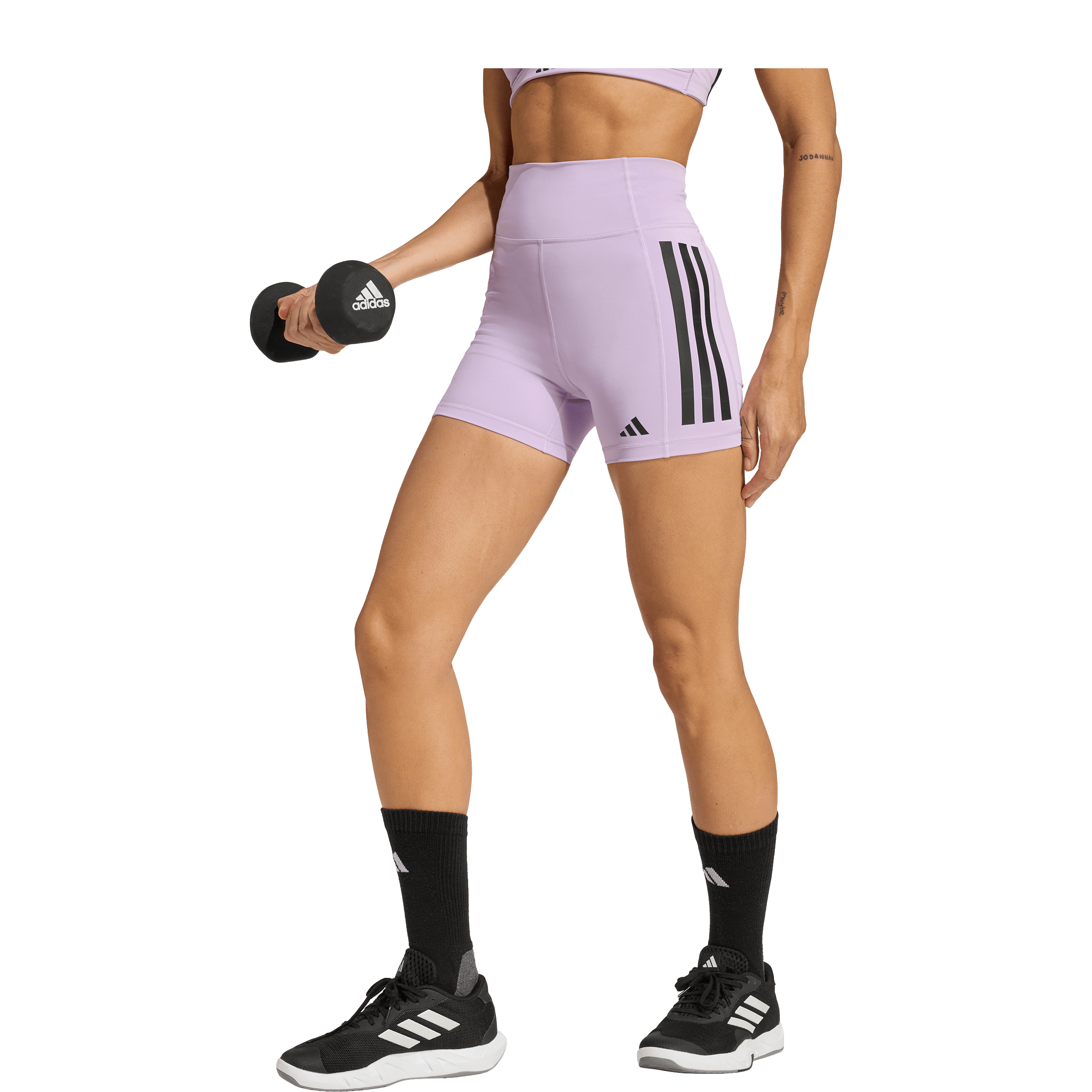 Womens adidas Optimé 3-Stripes 1/4 Short Leggings
