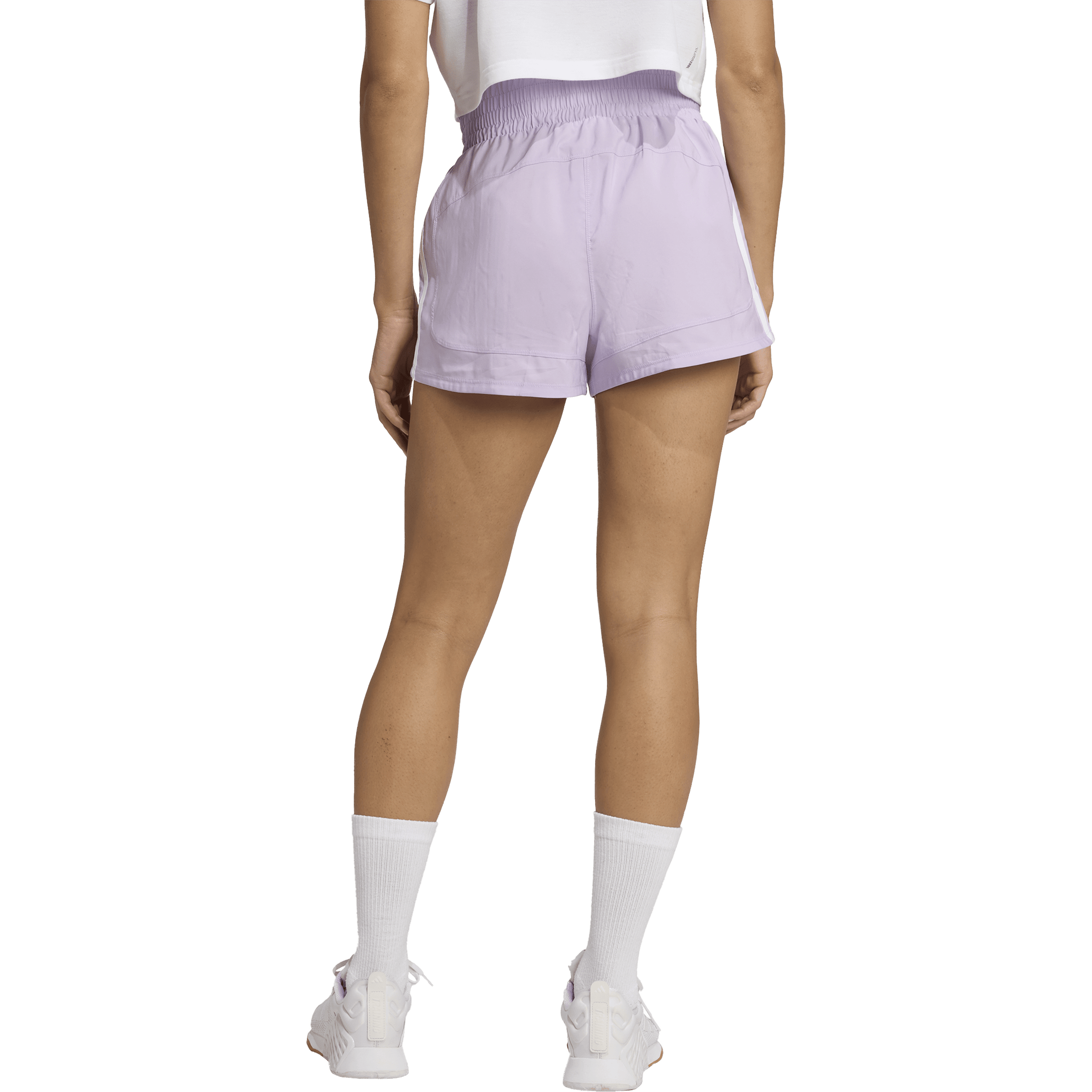 Womens adidas Pacer Training 3-Stripes Woven High-Rise Shorts
