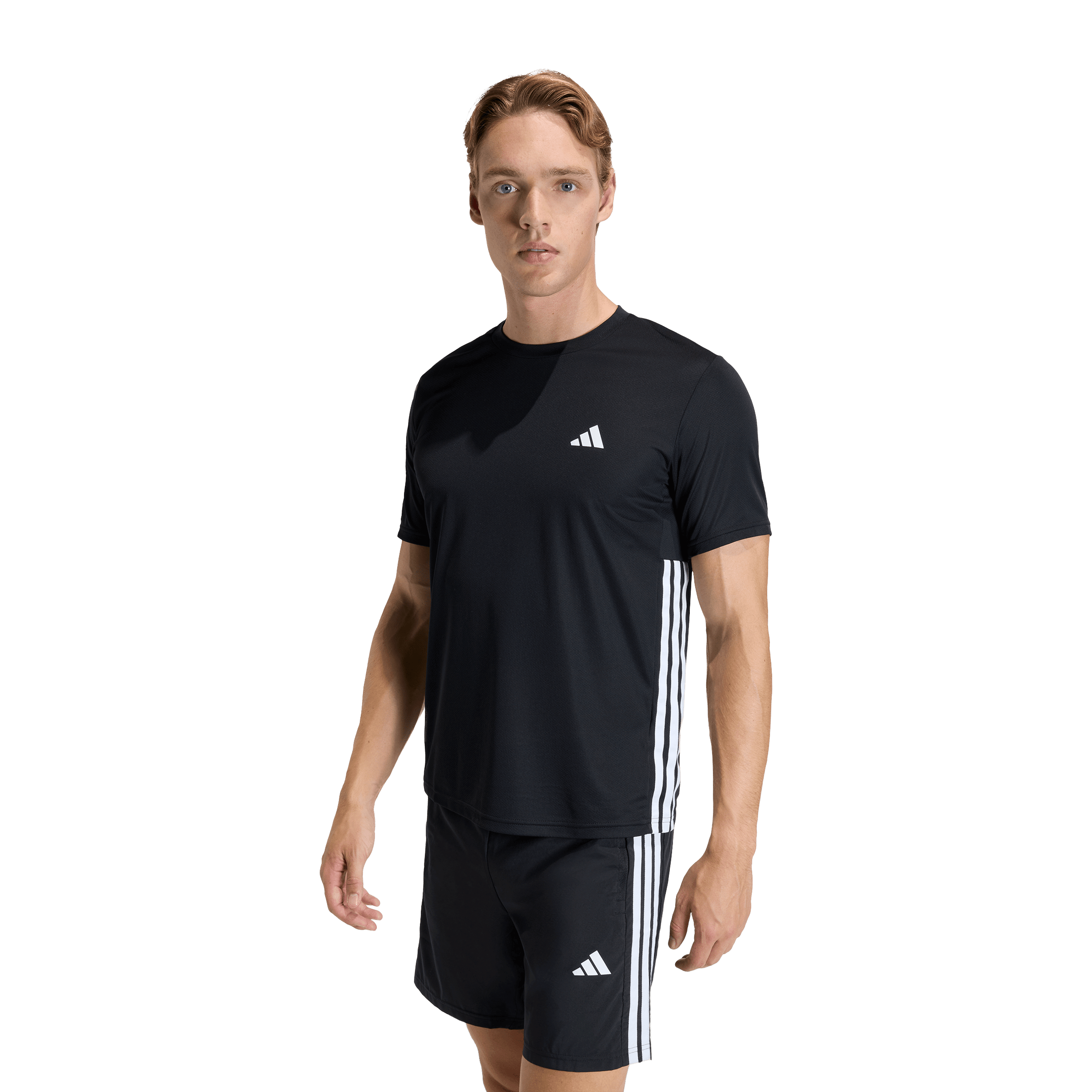 Mens adidas Workout Essentials Base 3-Stripes Tee