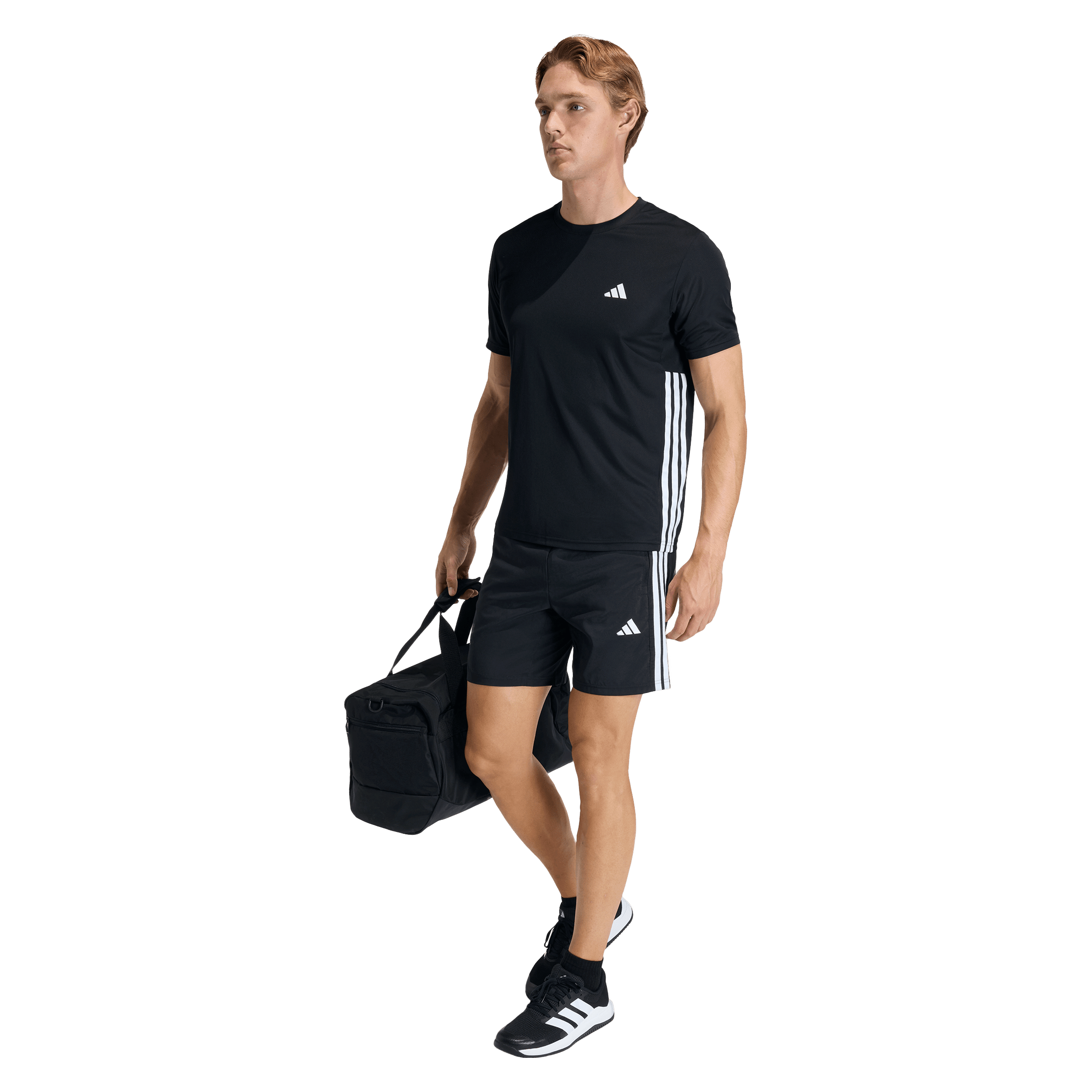 Mens adidas Workout Essentials Base 3-Stripes Tee