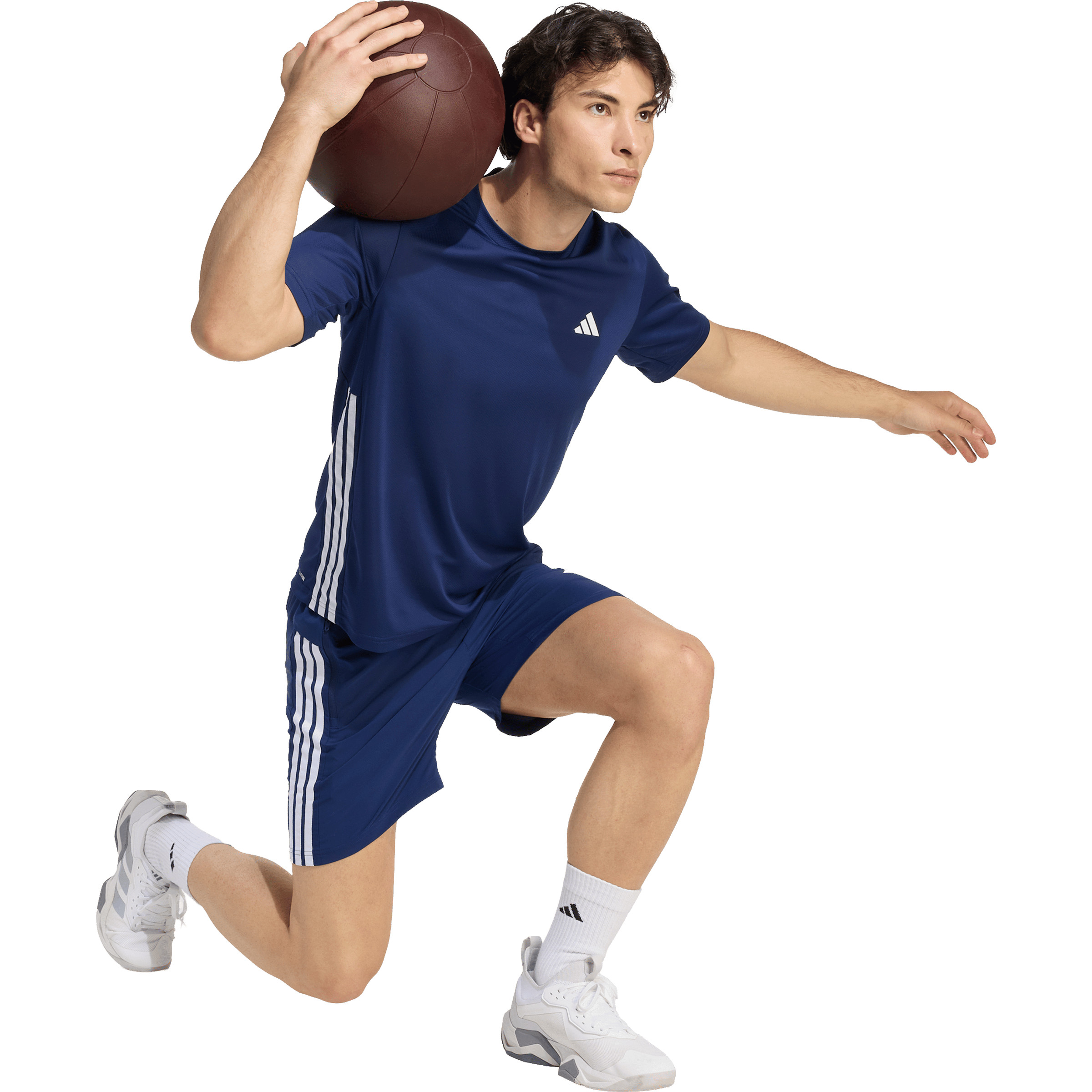 Mens adidas Workout Essentials Base 3-Stripes Tee