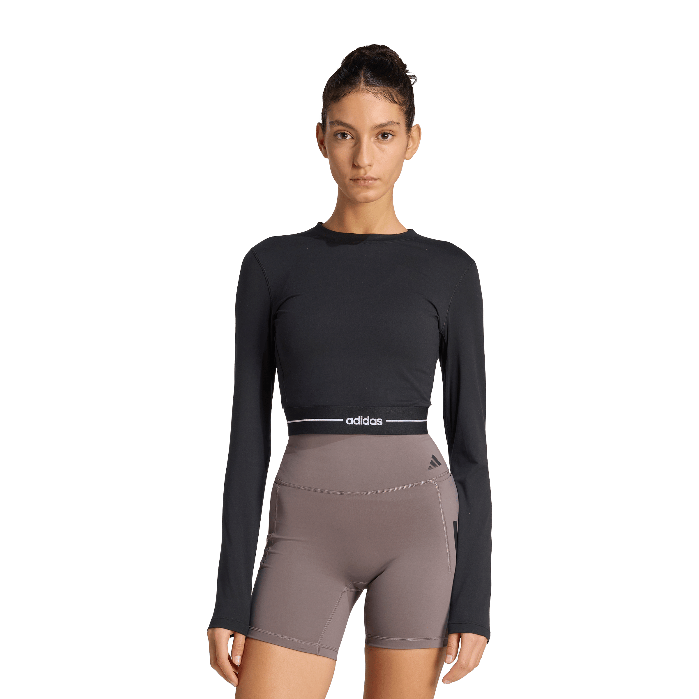 Womens adidas Hyperglam Cropped Long Sleeve Tee