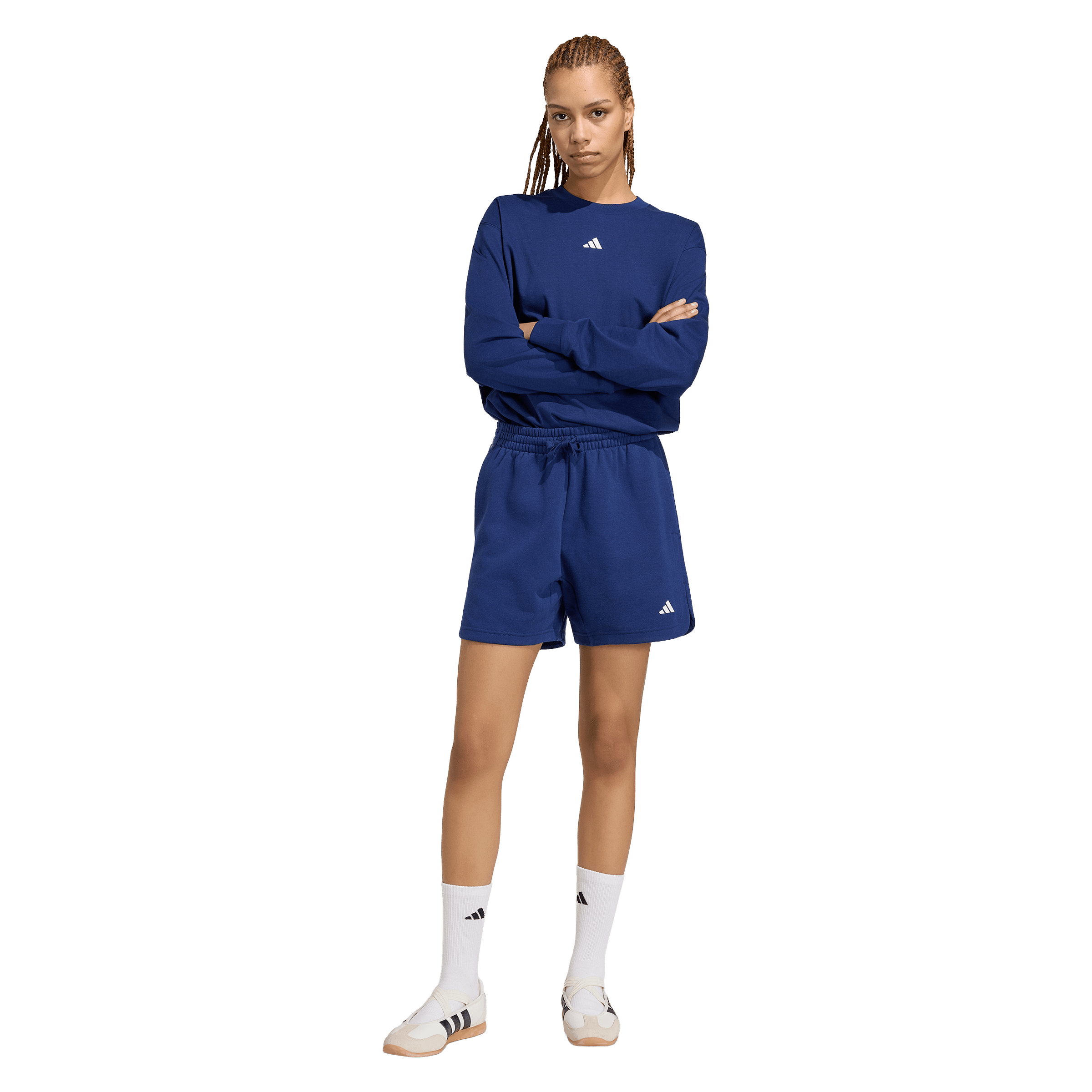Womens adidas 3-Stripes Studio Fleece Loose Shorts