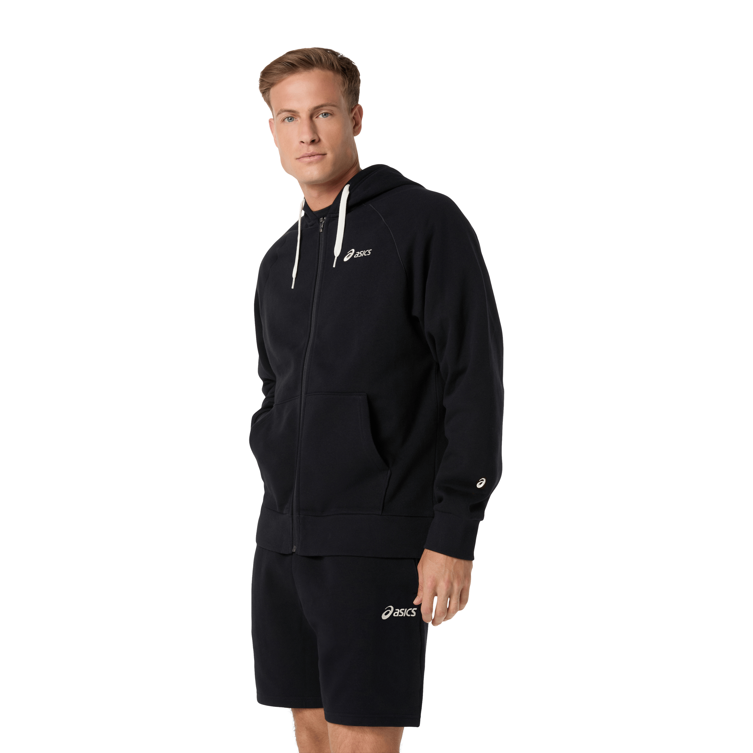 Mens Asics Logo Fleece Full-Zip Hoodie