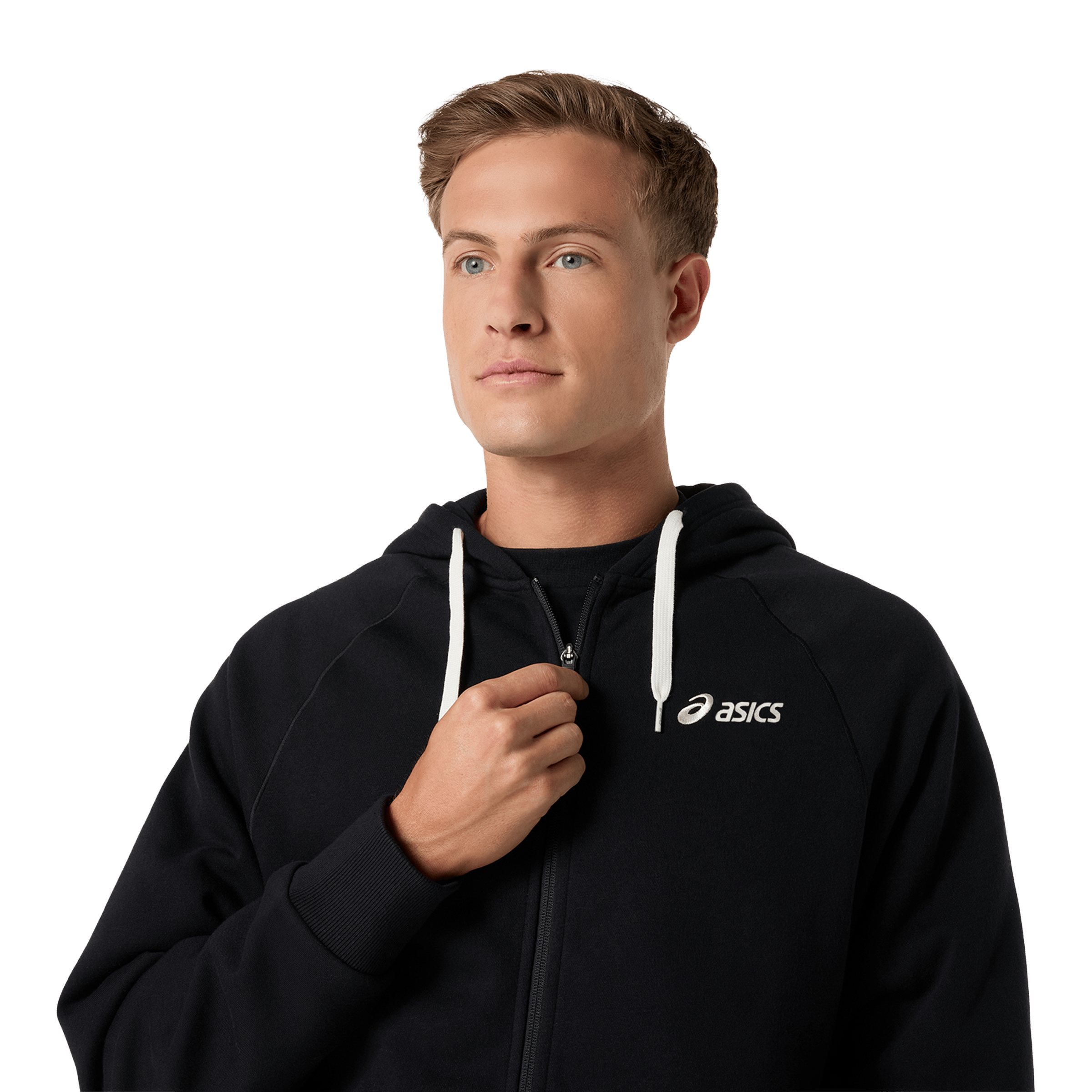 Mens Asics Logo Fleece Full-Zip Hoodie