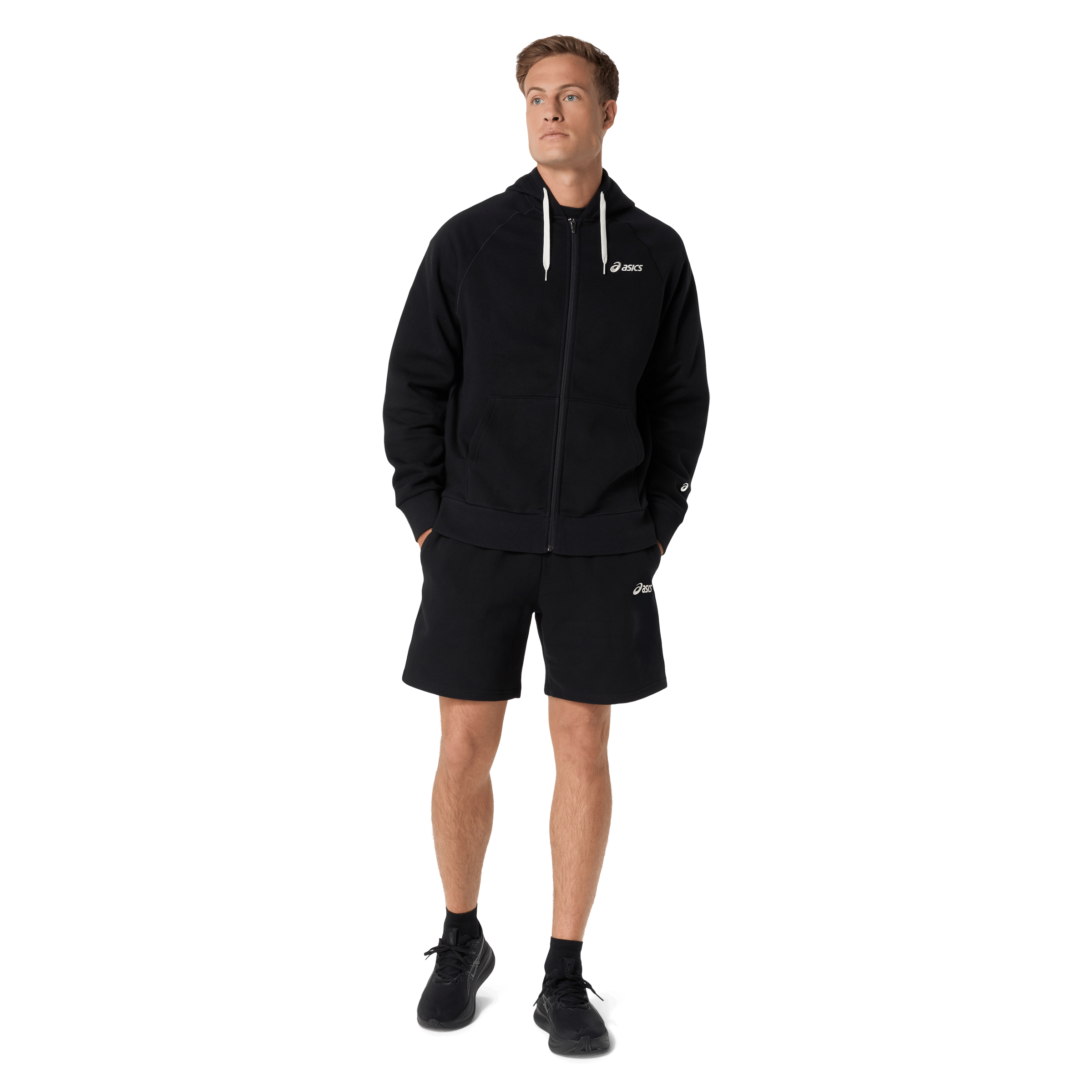 Mens Asics Logo Fleece Full-Zip Hoodie
