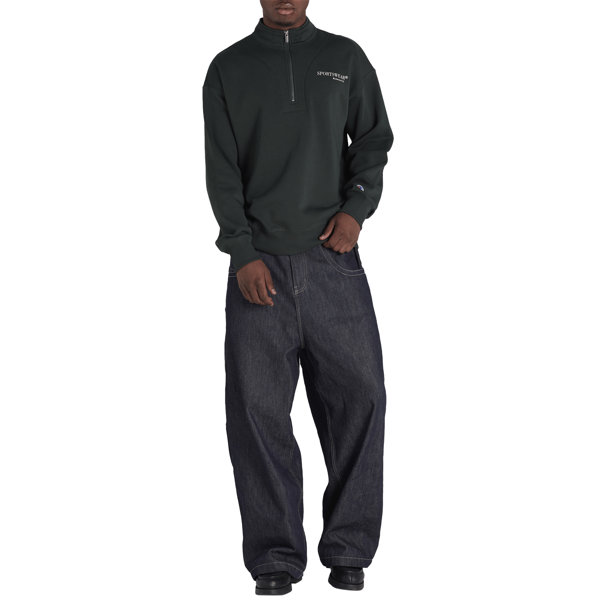 Mens Champion Rochester Graphic Quarter Zip Sweatshirt